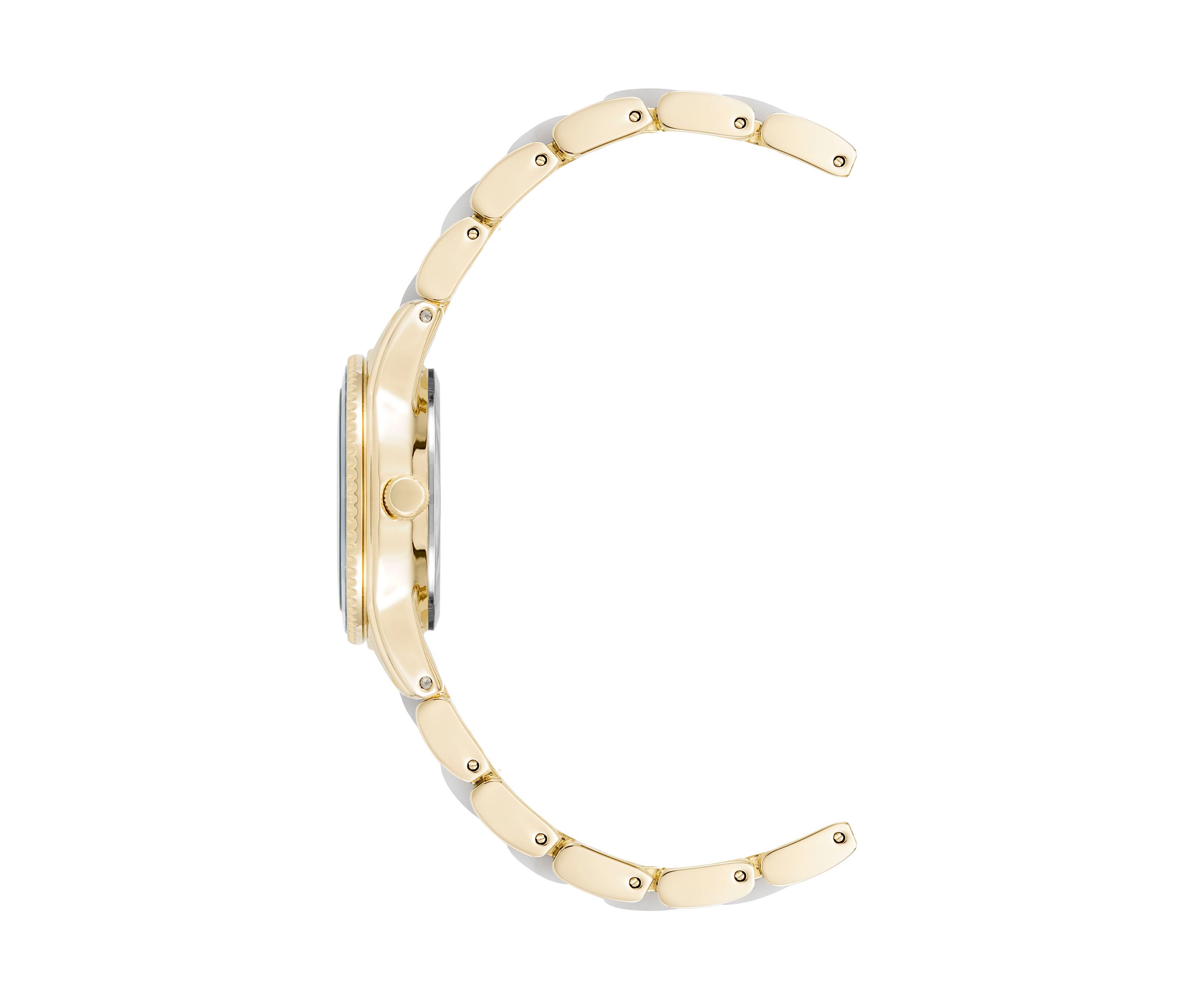 Quartz Ivory Pearlescent Acetate and Gold-Tone Metal Alloy Link Bracelet Watch