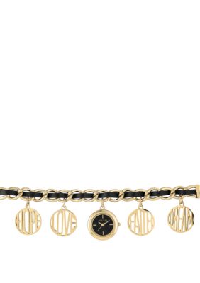 Anne Klein Gold Tone Charm Bracelet Watch Belk