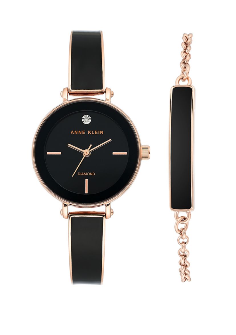 Gold Metal Black Diamond Set
