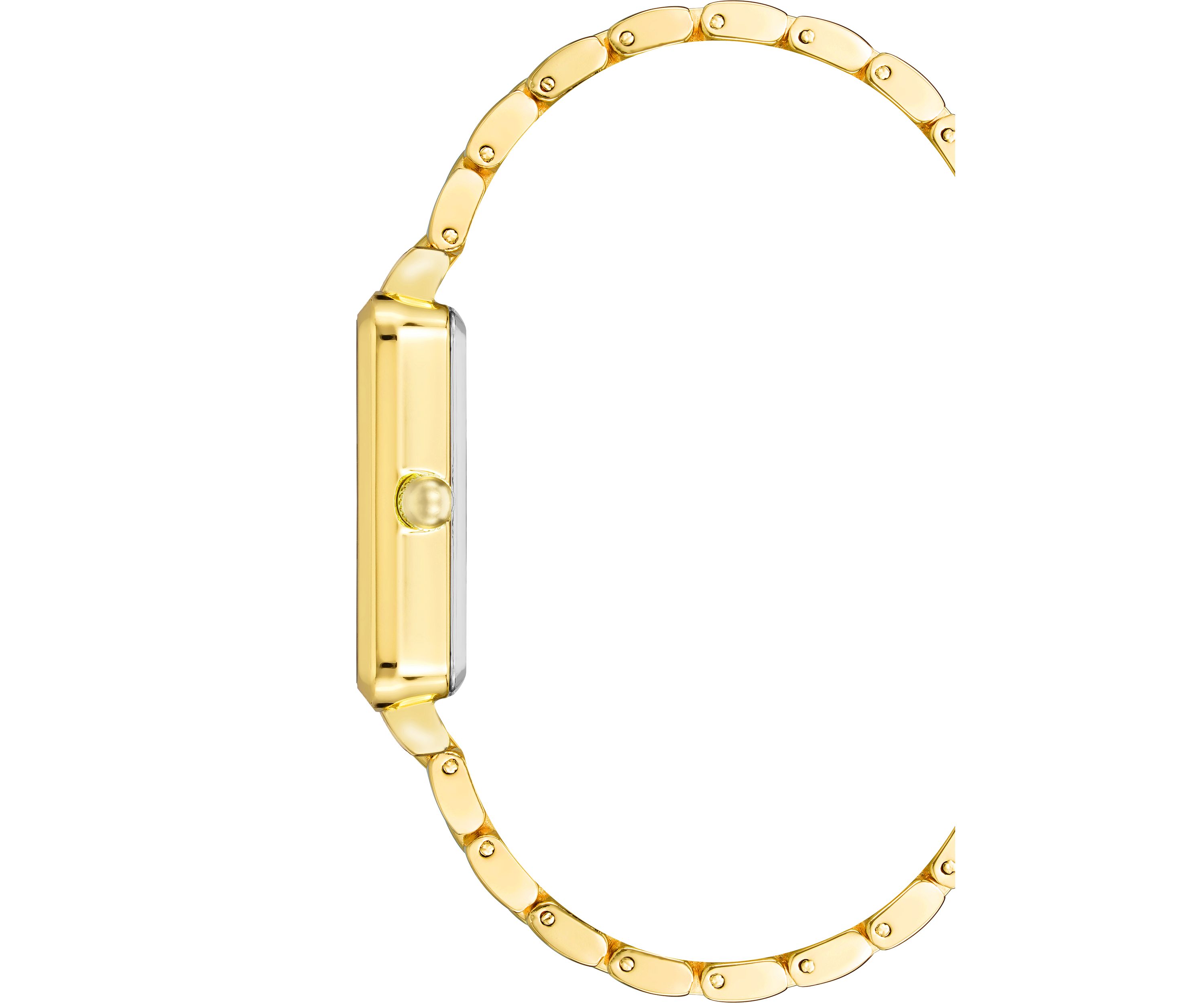 Quartz Rectangular Gold Tone Alloy Pink Dial Watch