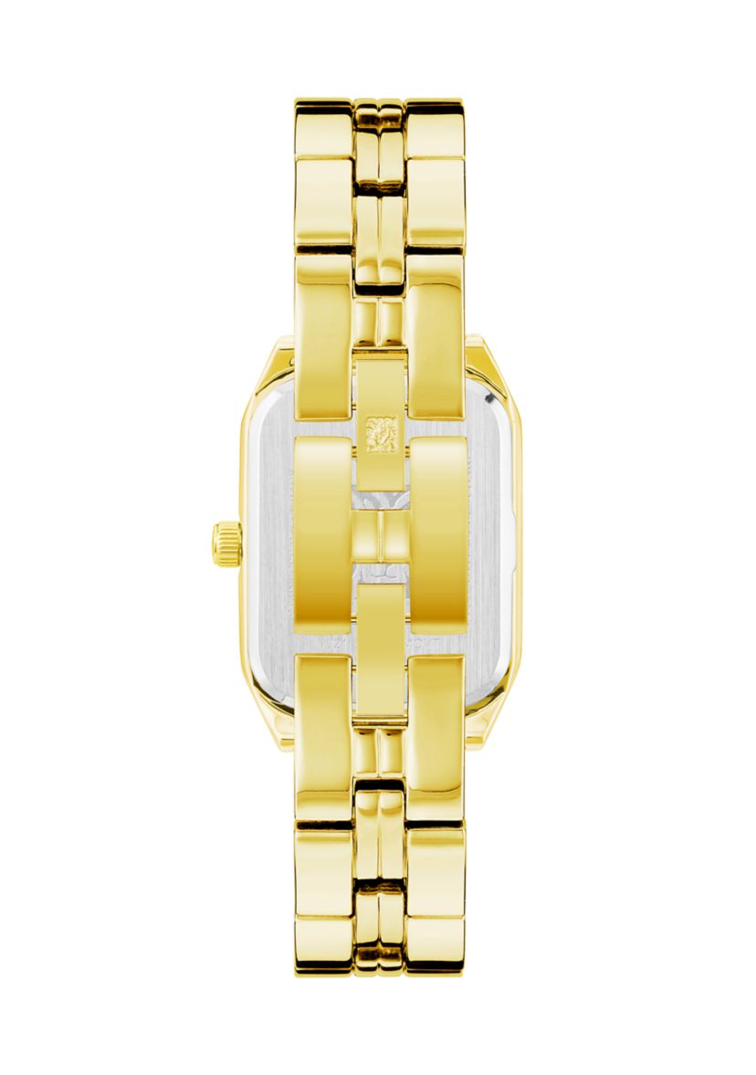 Womens Gold-Tone Link Bracelet with Pink Mother of Pearl Dial Watch, 24mm
