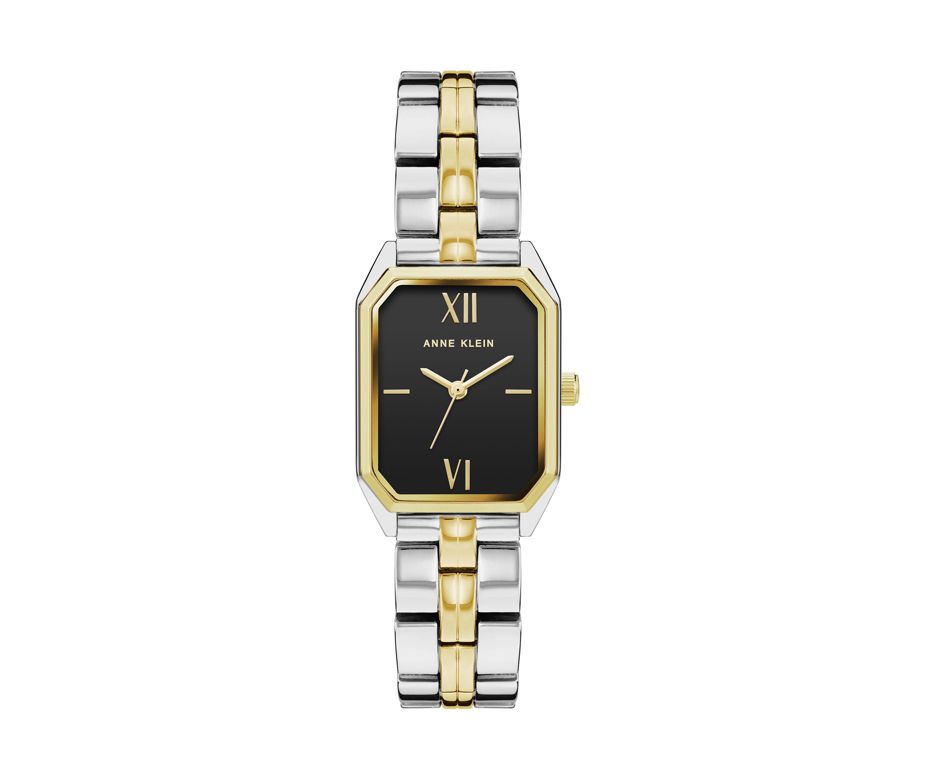 Womens Octagonal Two Tone Alloy Link Bracelet Watch