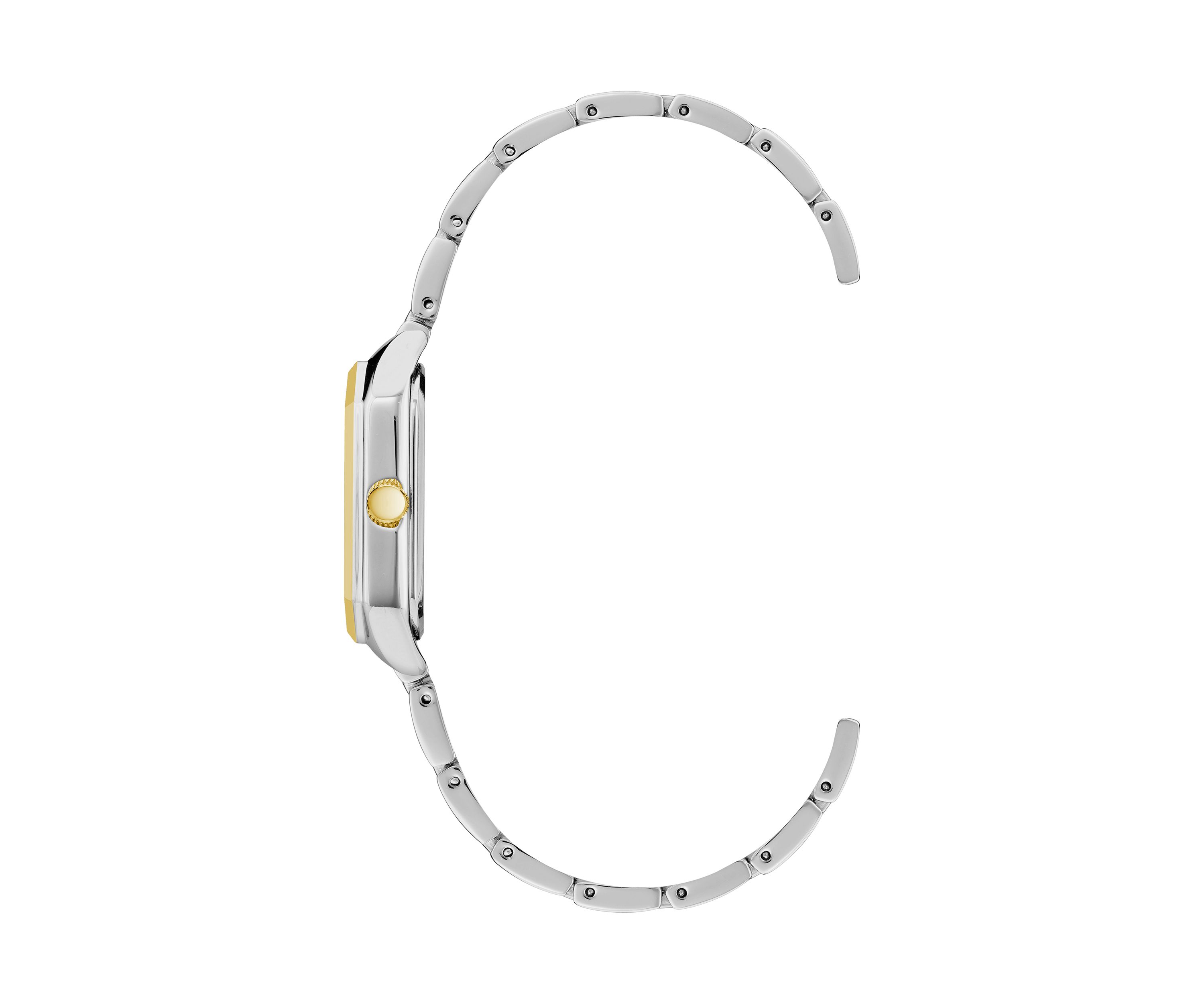 Womens Octagonal Two Tone Alloy Link Bracelet Watch