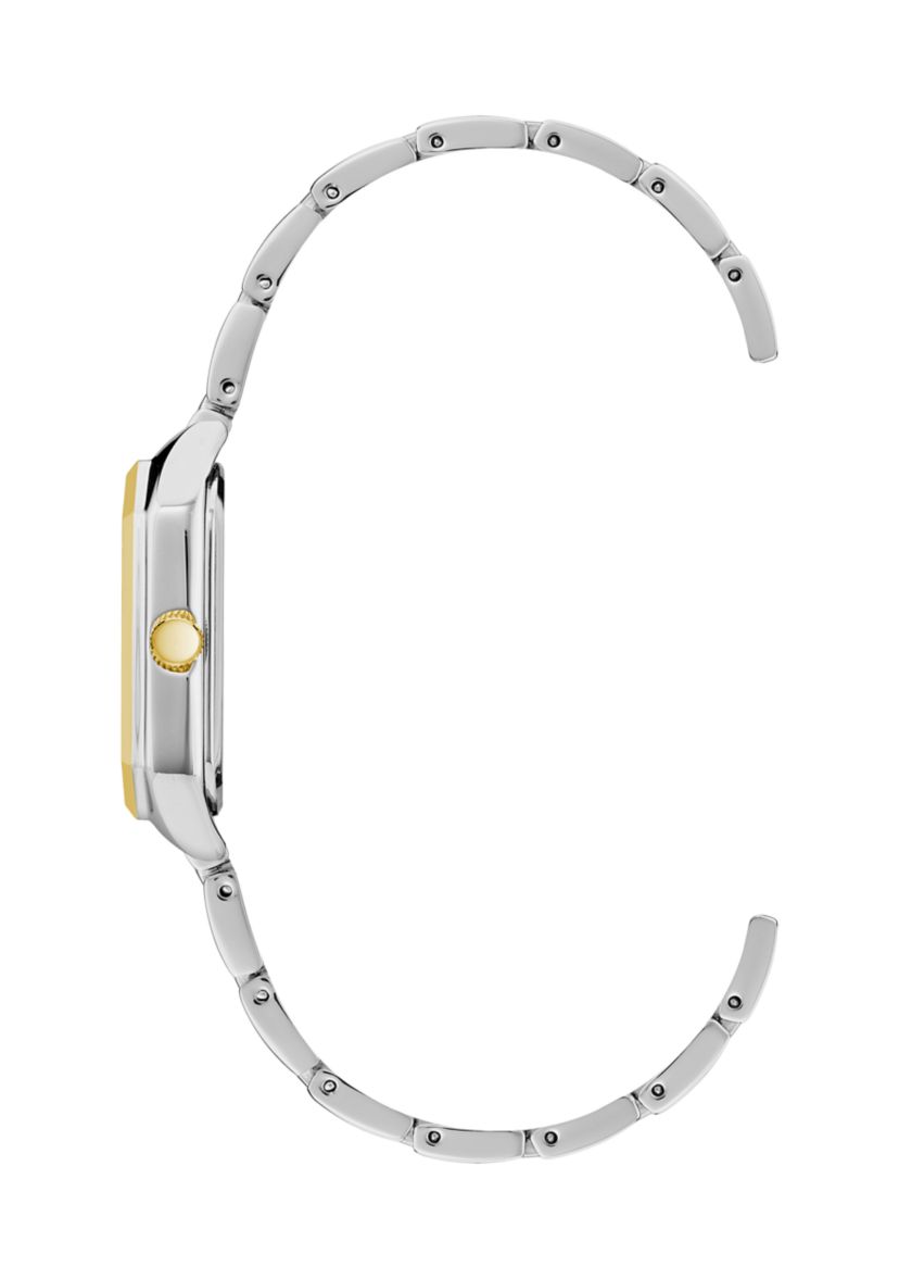 Womens Octagonal Two Tone Alloy Link Bracelet Watch