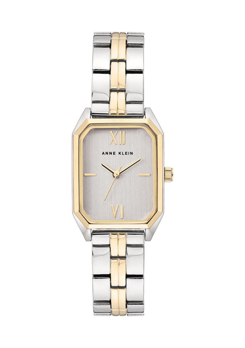 Two Tone Bracelet Rectangular Case Watch 