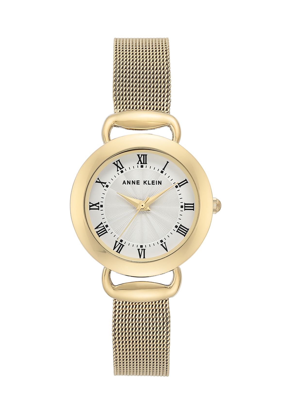 Gold Mesh Roman Numeral Dial Watch 