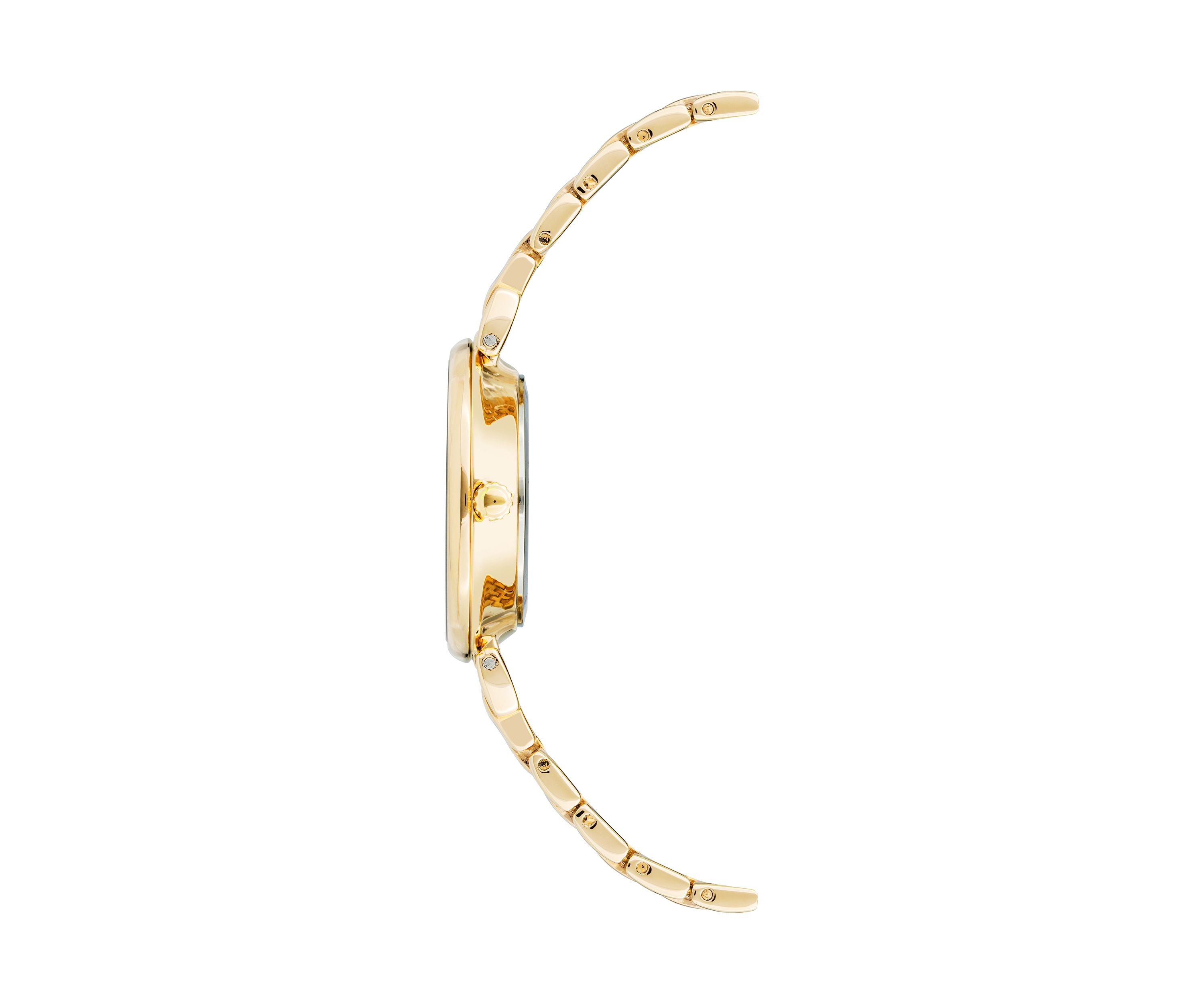 Round Crystal Dial Gold Plated Bracelet Watch 