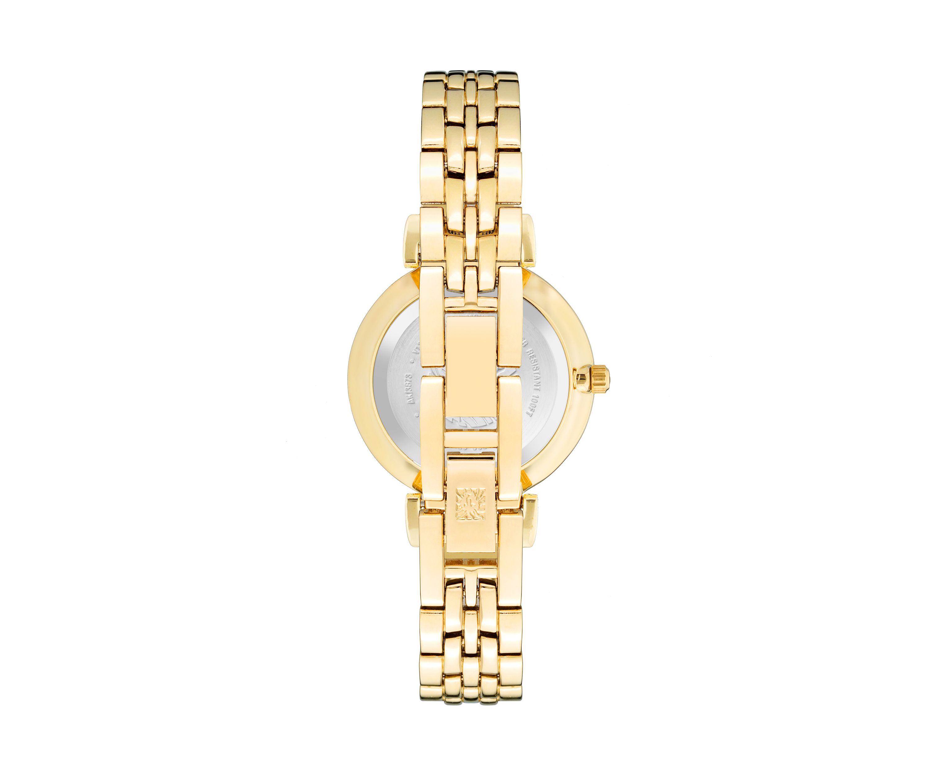 Round Crystal Dial Gold Plated Bracelet Watch 