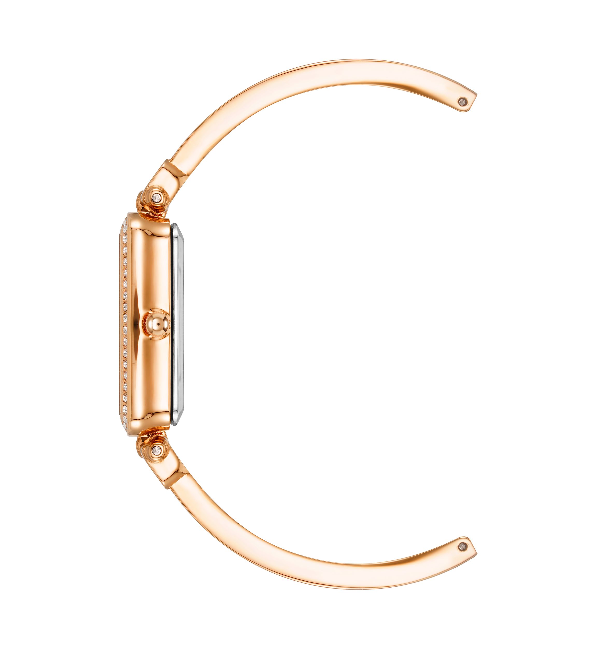 Quartz White Enamel and Gold-Tone Alloy Bangle Watch and Bracelet Set