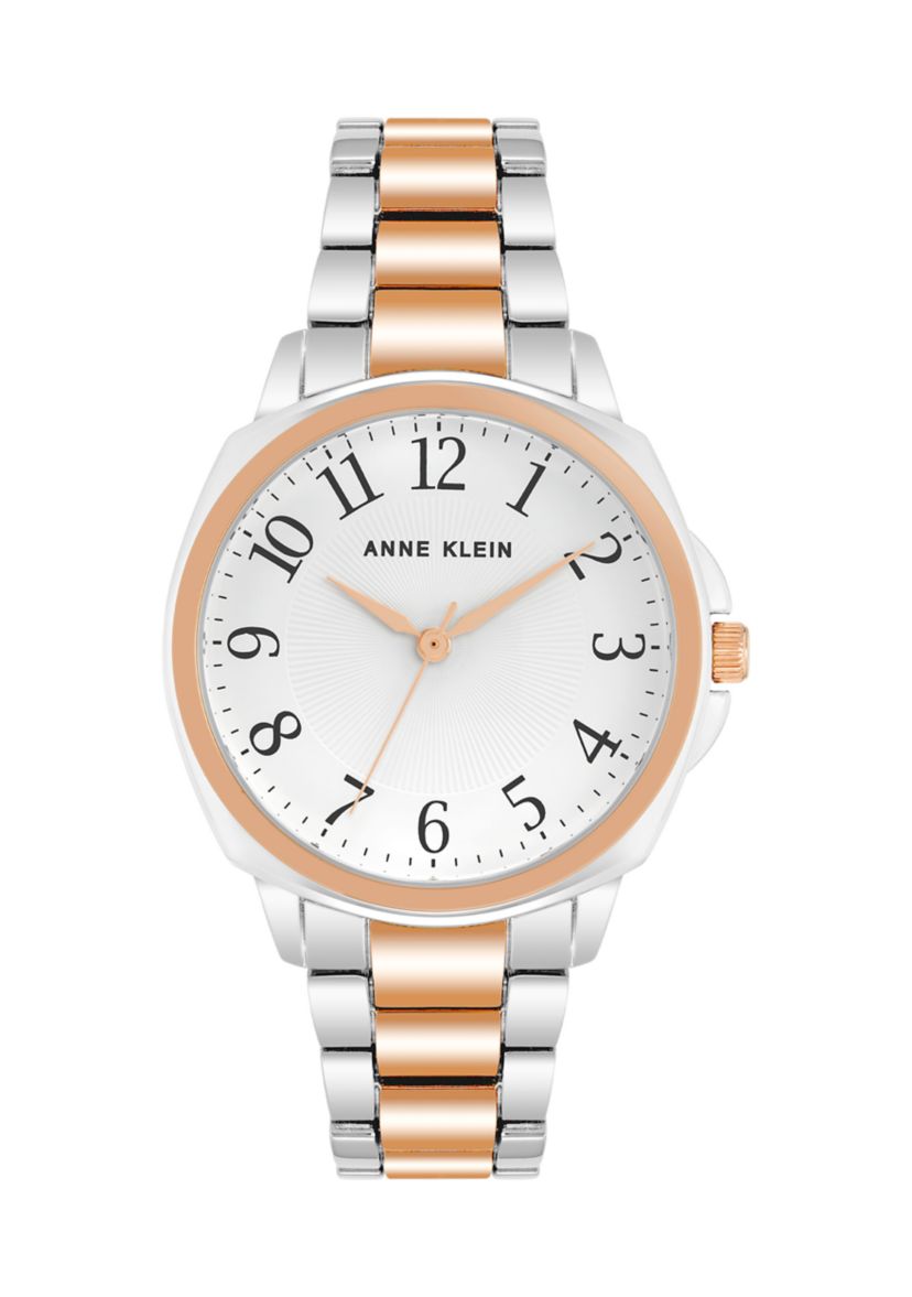 Womens 36 Millimeter Silver-Tone and Rose Gold-Tone Alloy Bracelet Watch