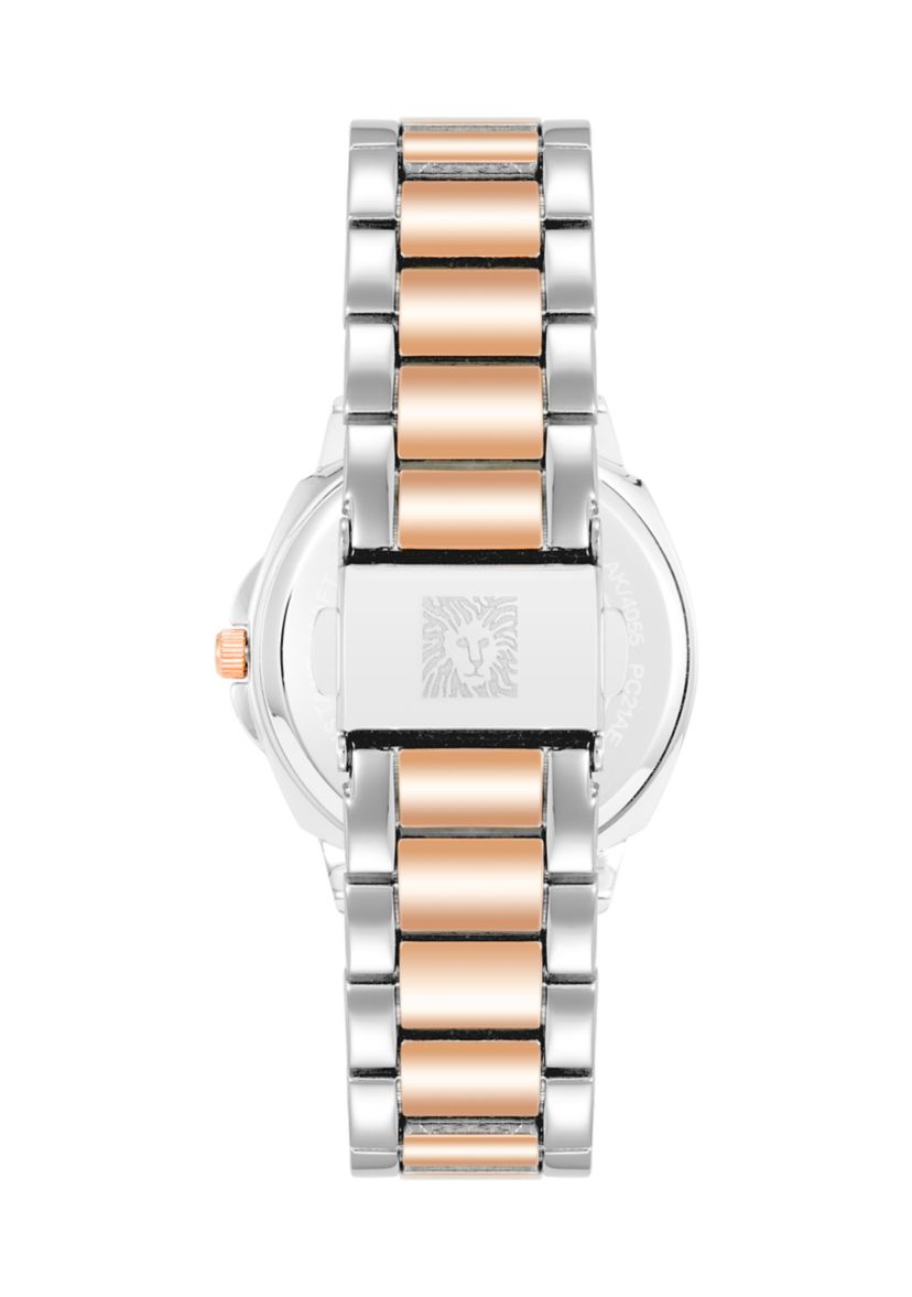 Womens 36 Millimeter Silver-Tone and Rose Gold-Tone Alloy Bracelet Watch