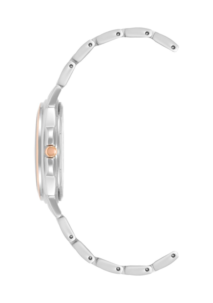 Womens 36 Millimeter Silver-Tone and Rose Gold-Tone Alloy Bracelet Watch