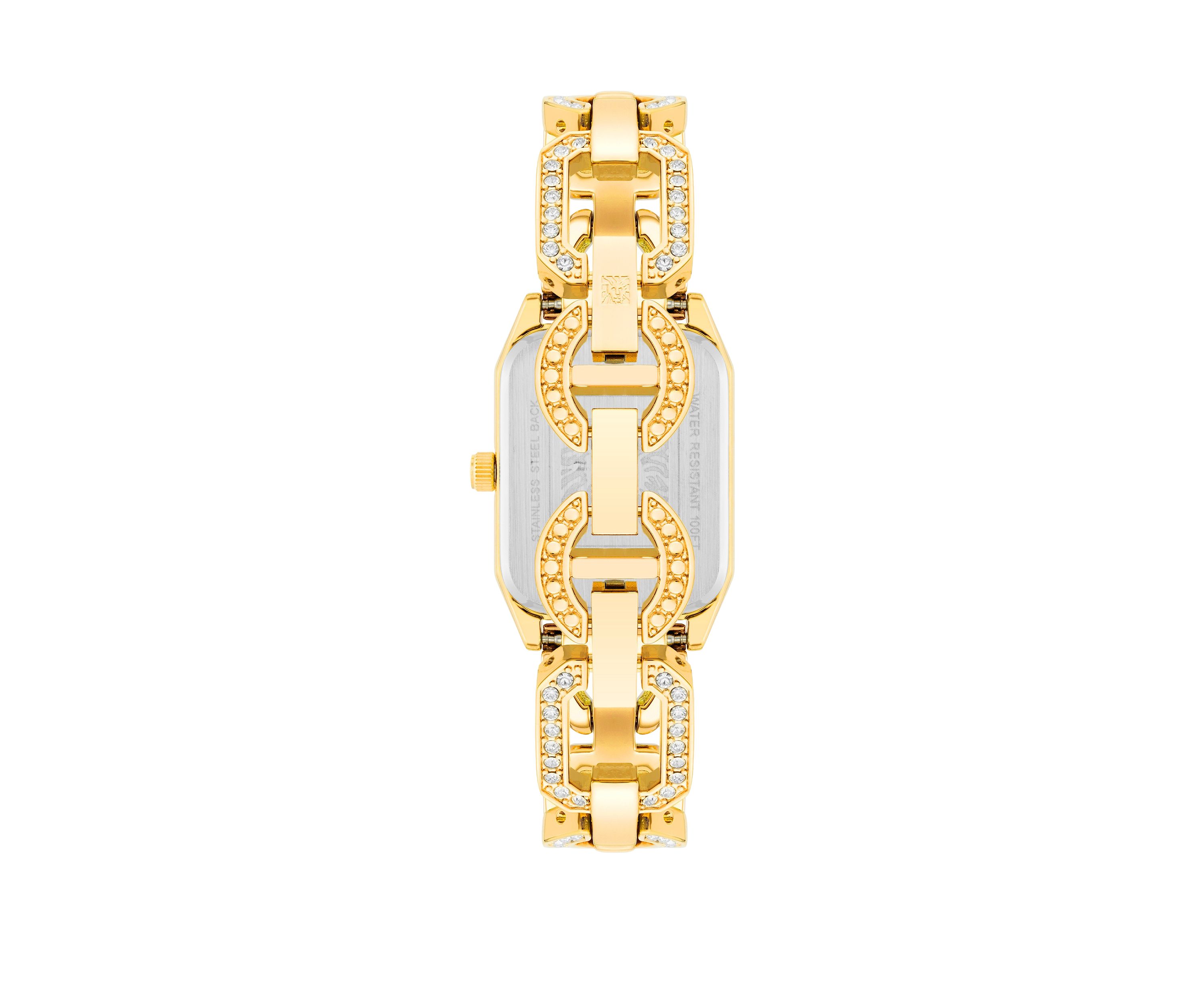 Womens Gold-Tone Metal Link Bracelet Watch, 24 Millimeter 