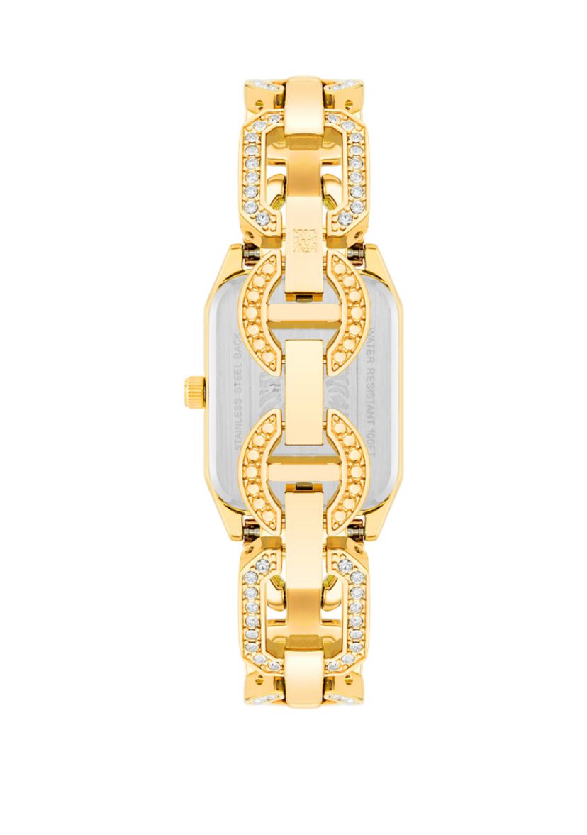 Womens Gold-Tone Metal Link Bracelet Watch, 24 Millimeter 