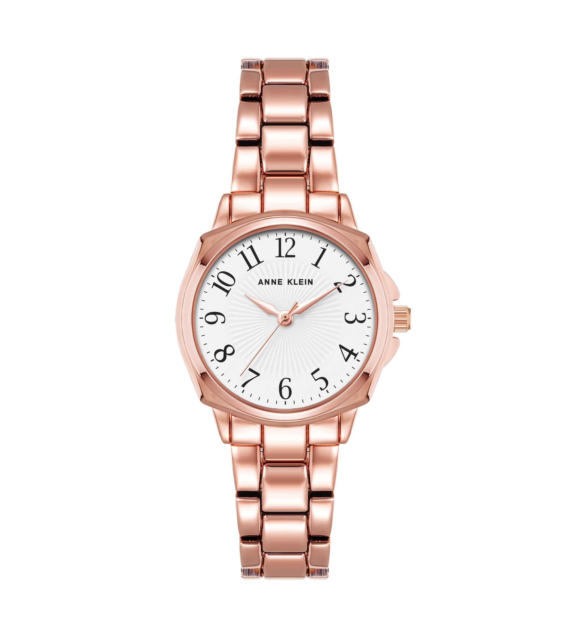 Womens 28 Millimeter Rose Gold-Tone Alloy Arabic Numeral Dial Bracelet Watch