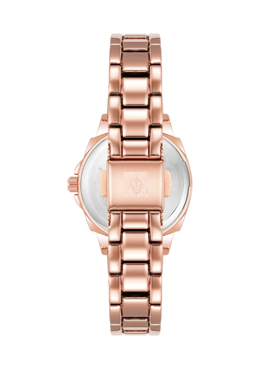 Womens 28 Millimeter Rose Gold-Tone Alloy Arabic Numeral Dial Bracelet Watch