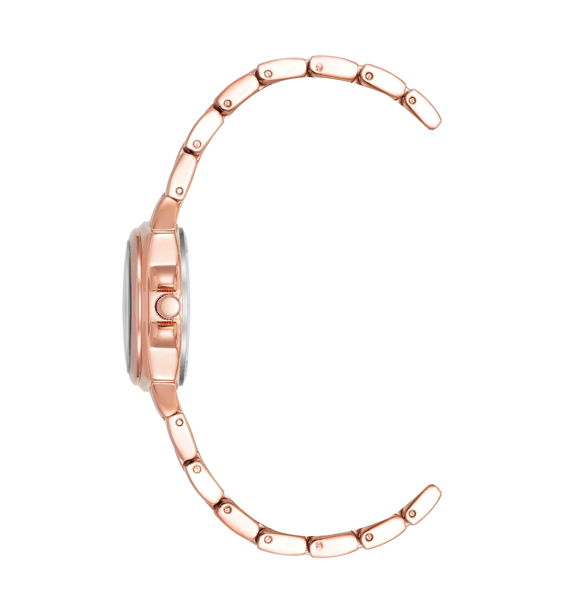 Womens 28 Millimeter Rose Gold-Tone Alloy Arabic Numeral Dial Bracelet Watch