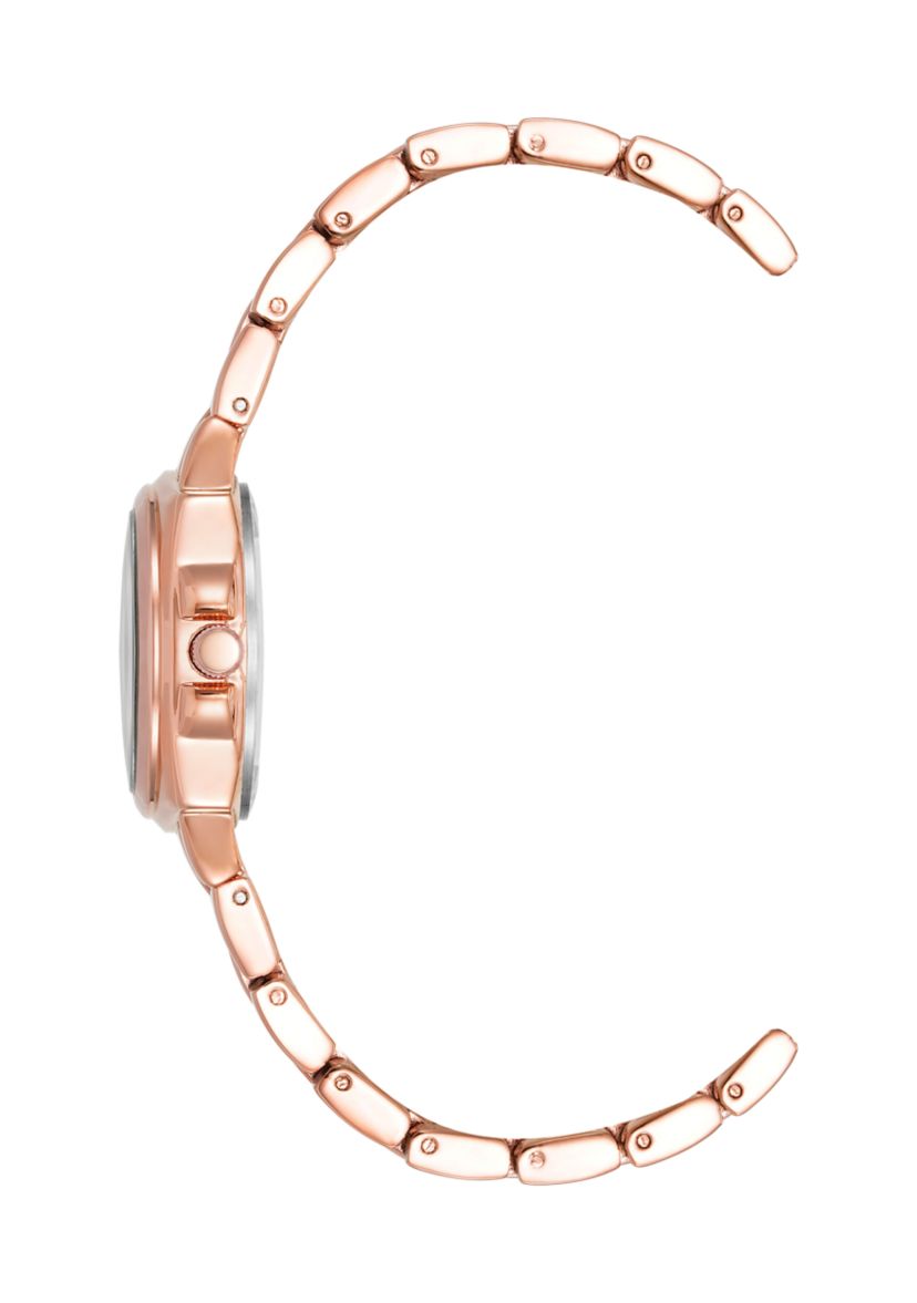 Womens 28 Millimeter Rose Gold-Tone Alloy Arabic Numeral Dial Bracelet Watch