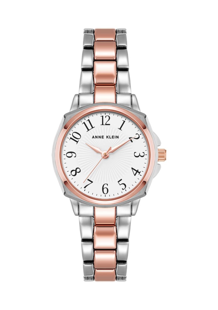 Womens Silver Tone and Rose Gold Tone Alloy Bracelet Watch