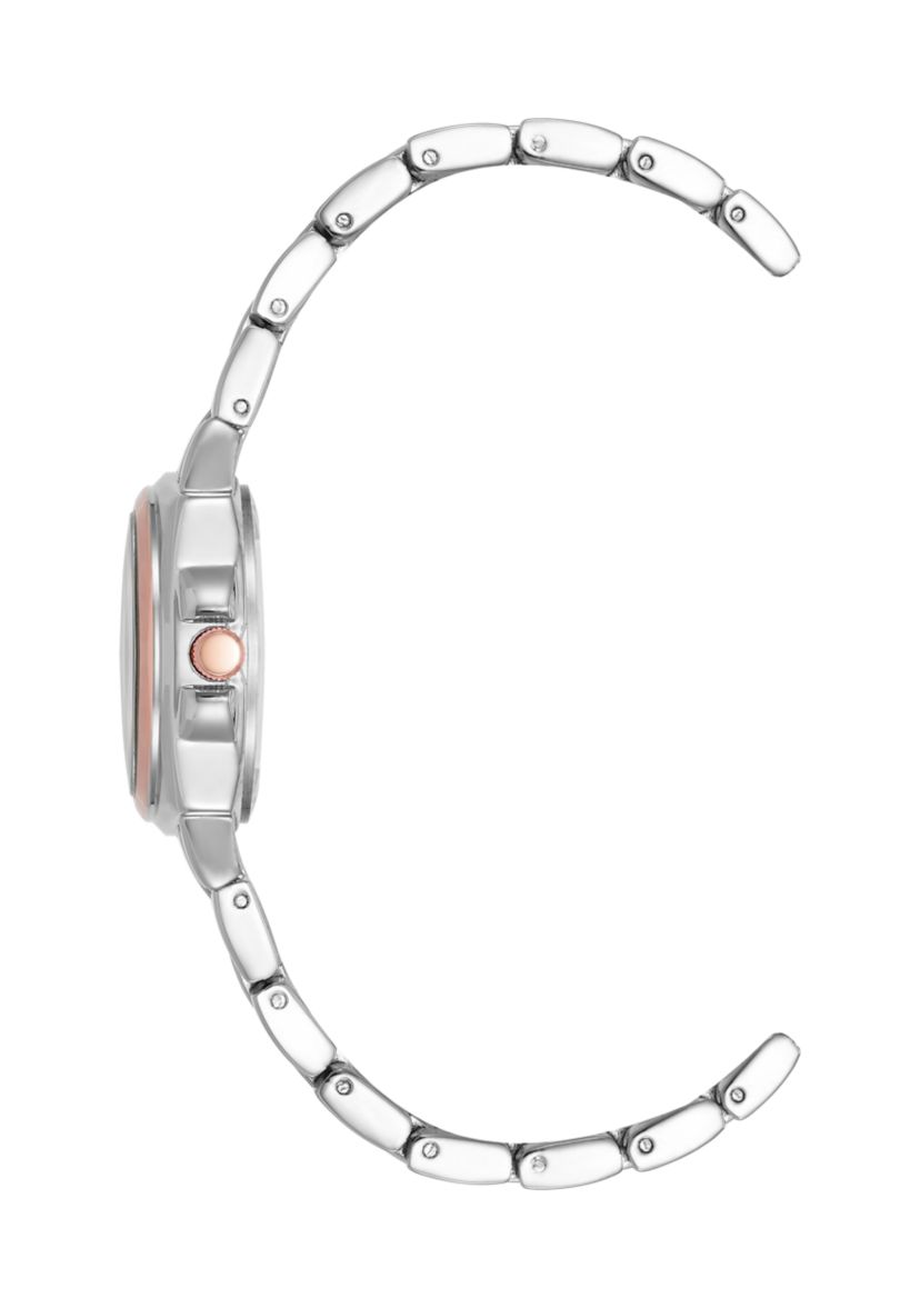 Womens Silver Tone and Rose Gold Tone Alloy Bracelet Watch