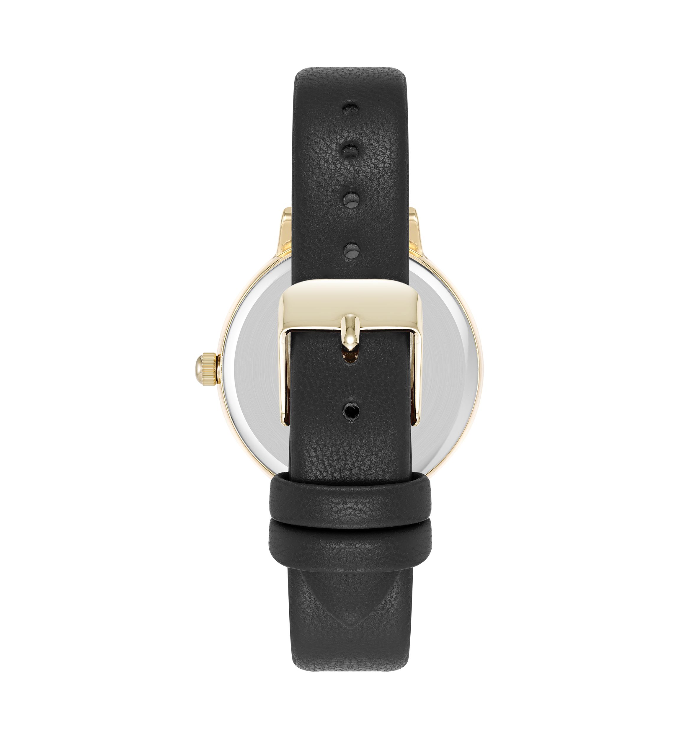 Quartz Easy to Read Faux Leather and Gold Tone Alloy Metal Watch