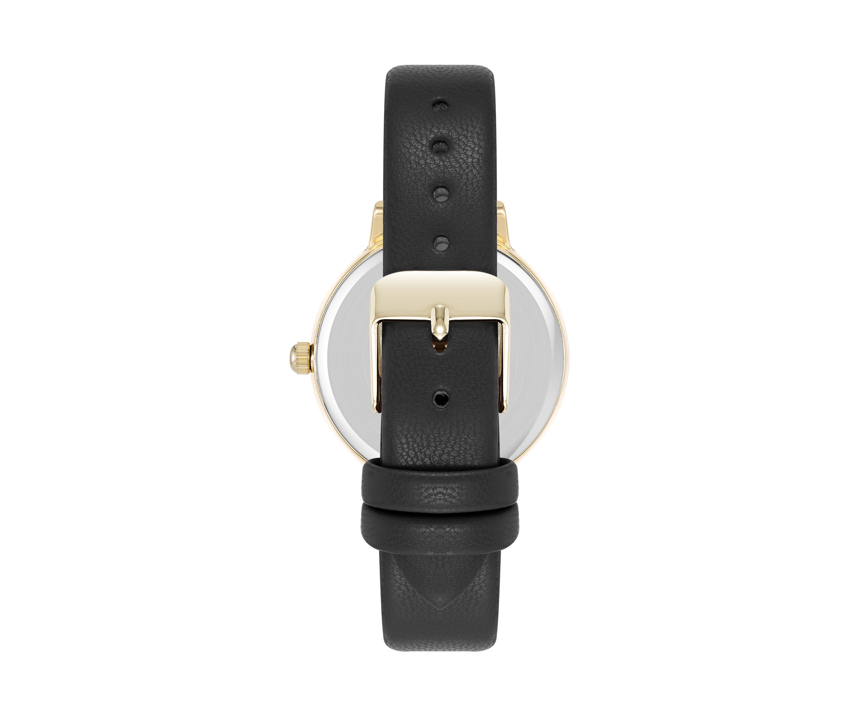 Quartz Easy to Read Faux Leather and Gold Tone Alloy Metal Watch