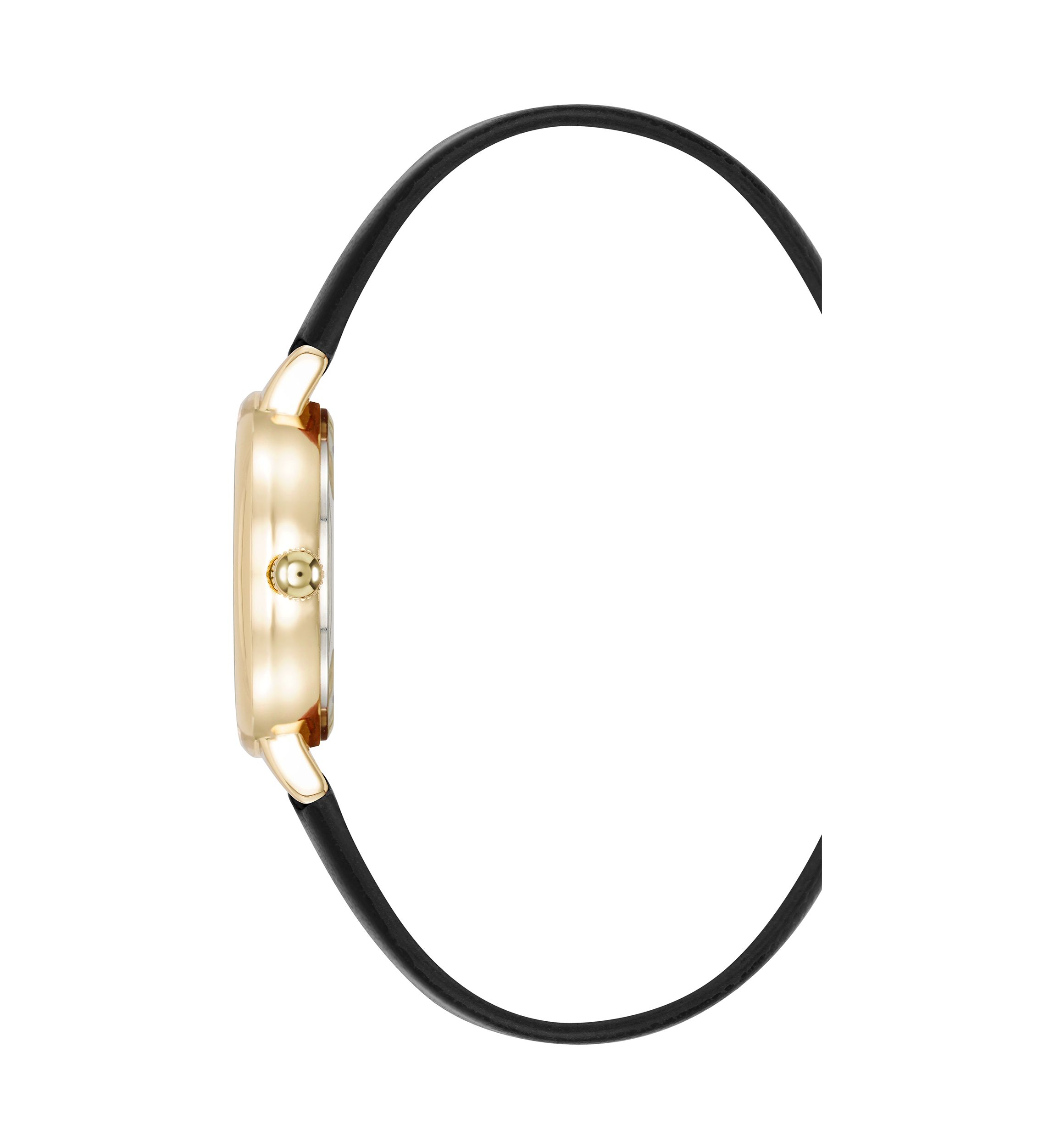 Quartz Easy to Read Faux Leather and Gold Tone Alloy Metal Watch