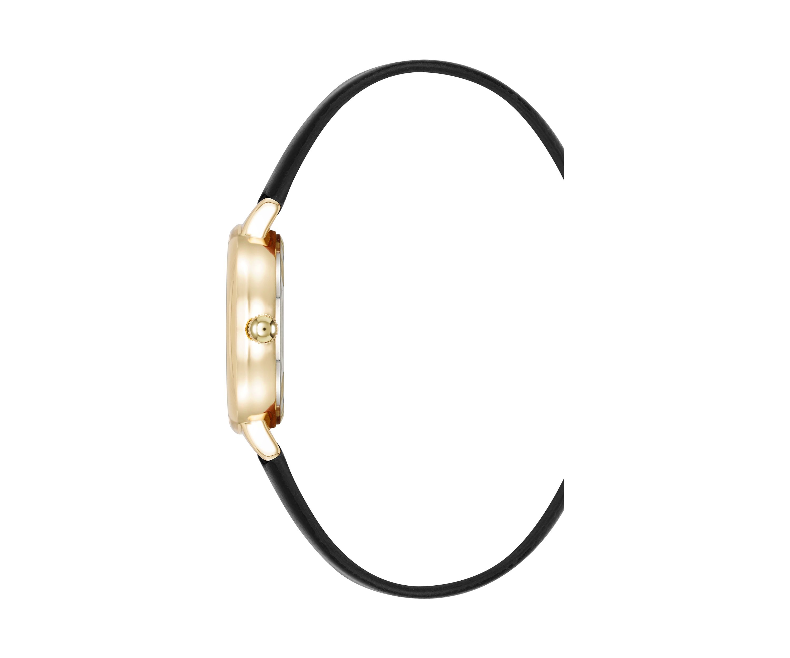 Quartz Easy to Read Faux Leather and Gold Tone Alloy Metal Watch