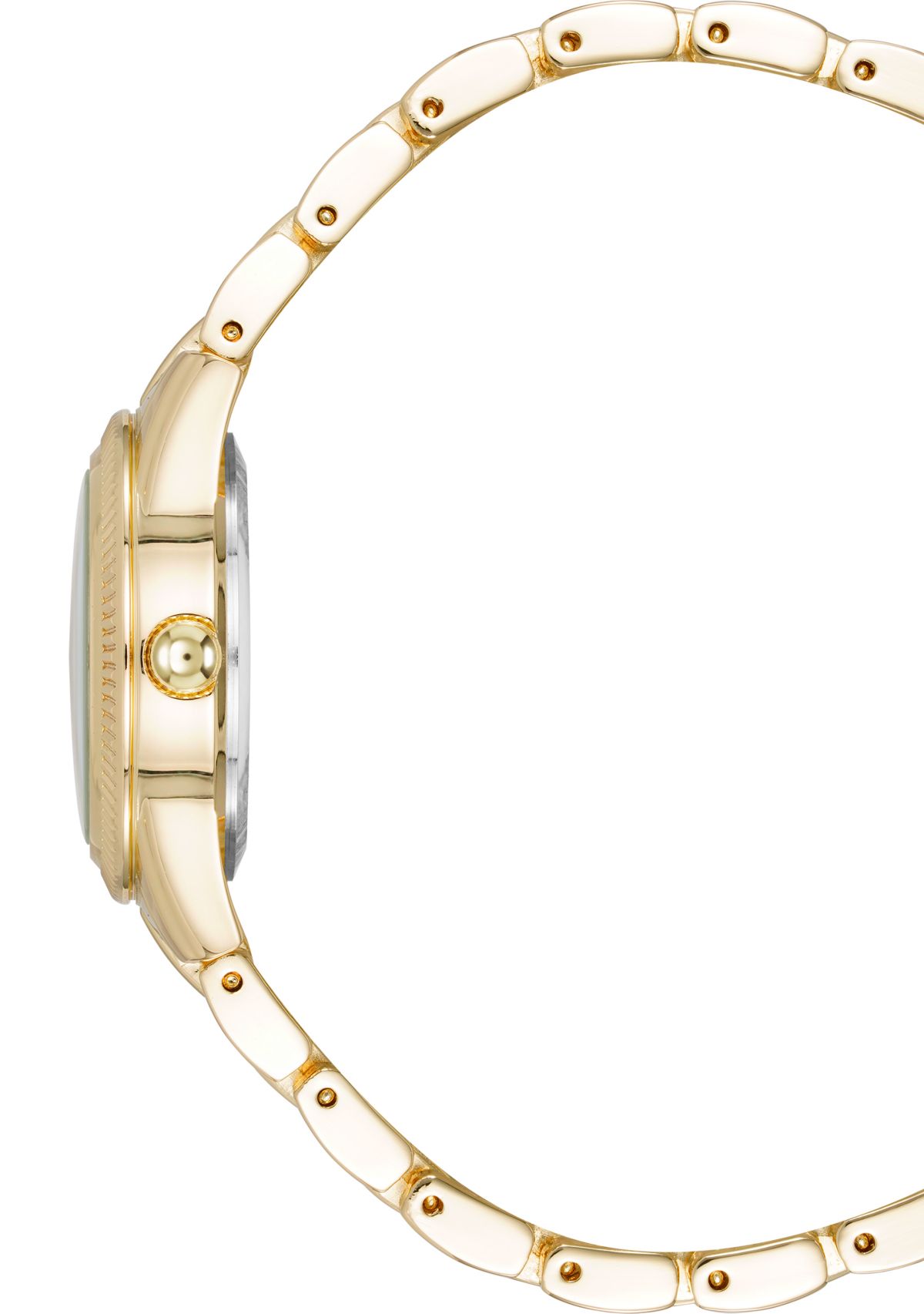 Quartz Casual Coin Edge Gold Tone Alloy Metal Watch