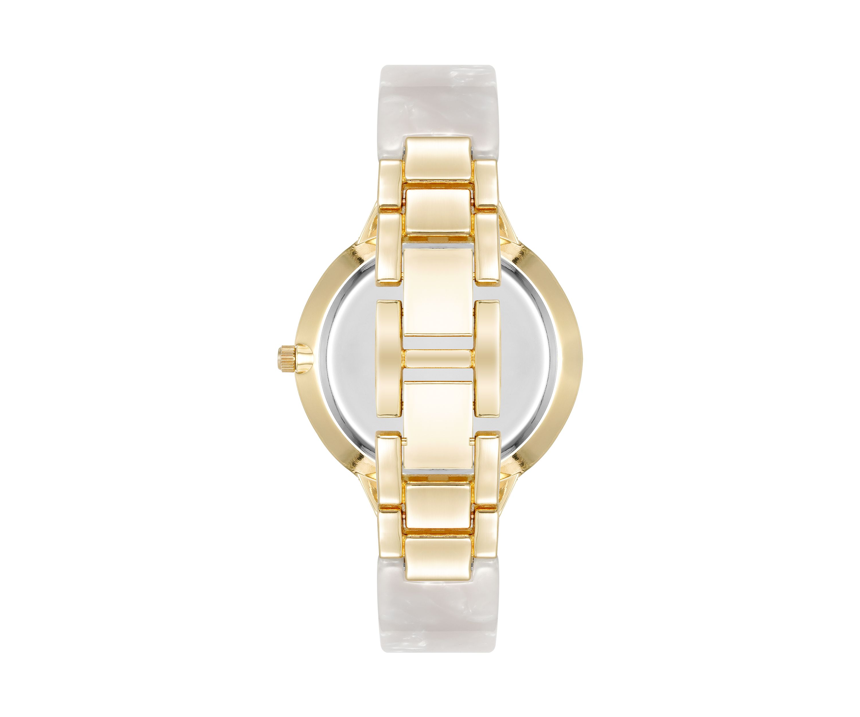 Quartz Boyfriend Acetate and Gold Tone Alloy Metal Bangle Watch