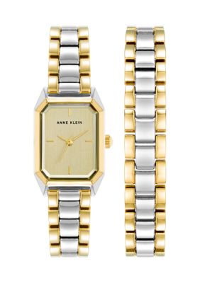 Anne Klein Women's Octagonal Two Tone Alloy Link Bracelet Watch -  0086702733651