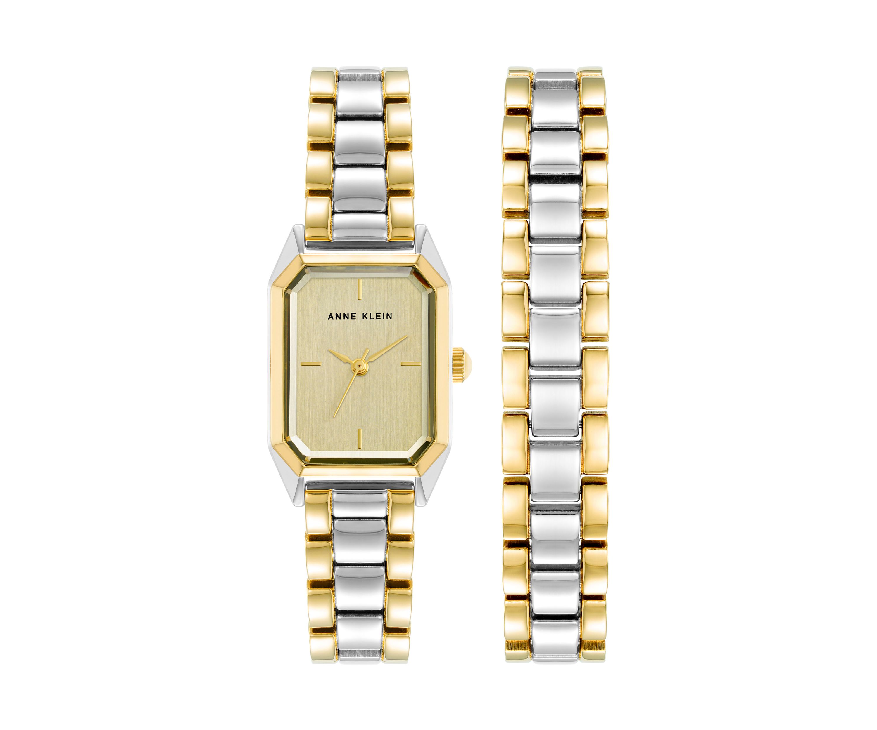 Womens Octagonal Two Tone Alloy Link Bracelet Watch