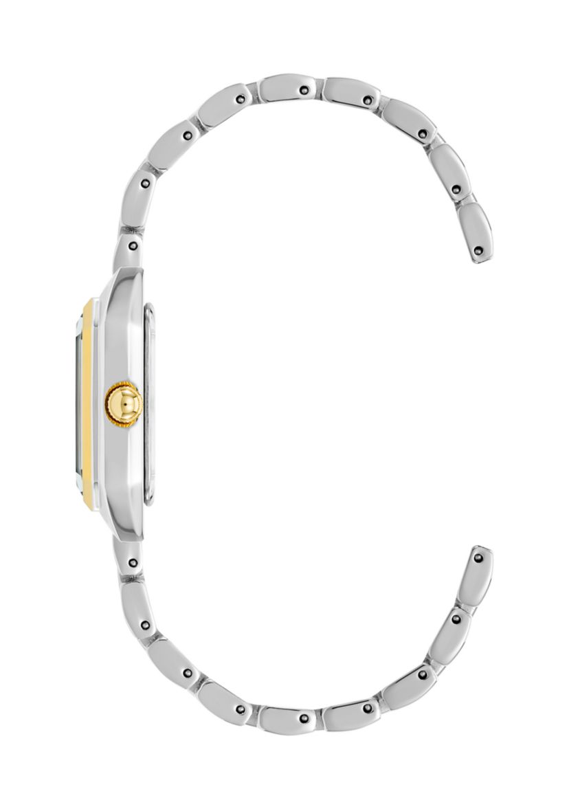 Womens Octagonal Two Tone Alloy Link Bracelet Watch