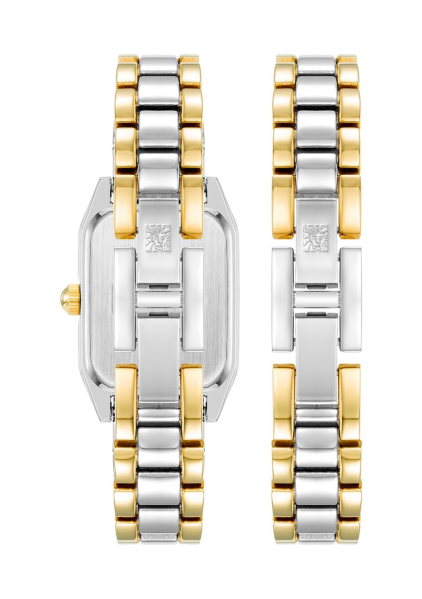 Womens Octagonal Two Tone Alloy Link Bracelet Watch