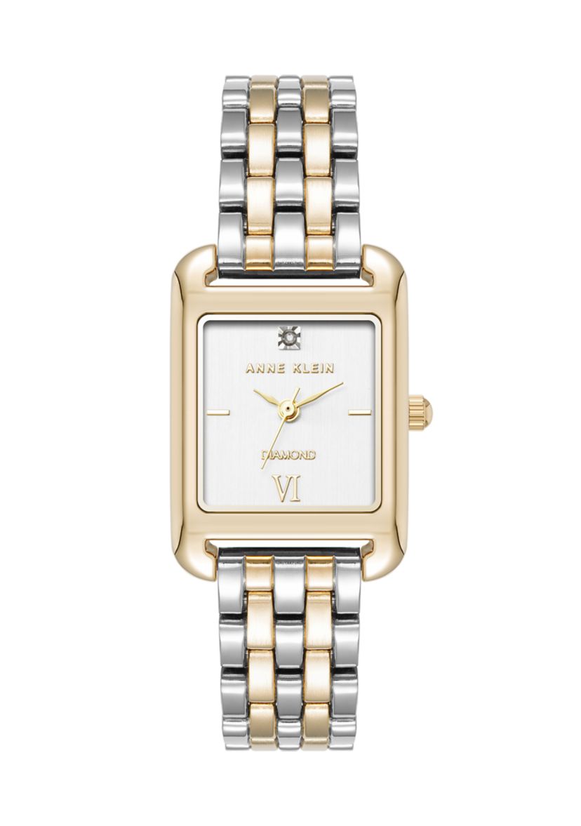 Quartz Two-Tone Alloy Link Bracelet Watch