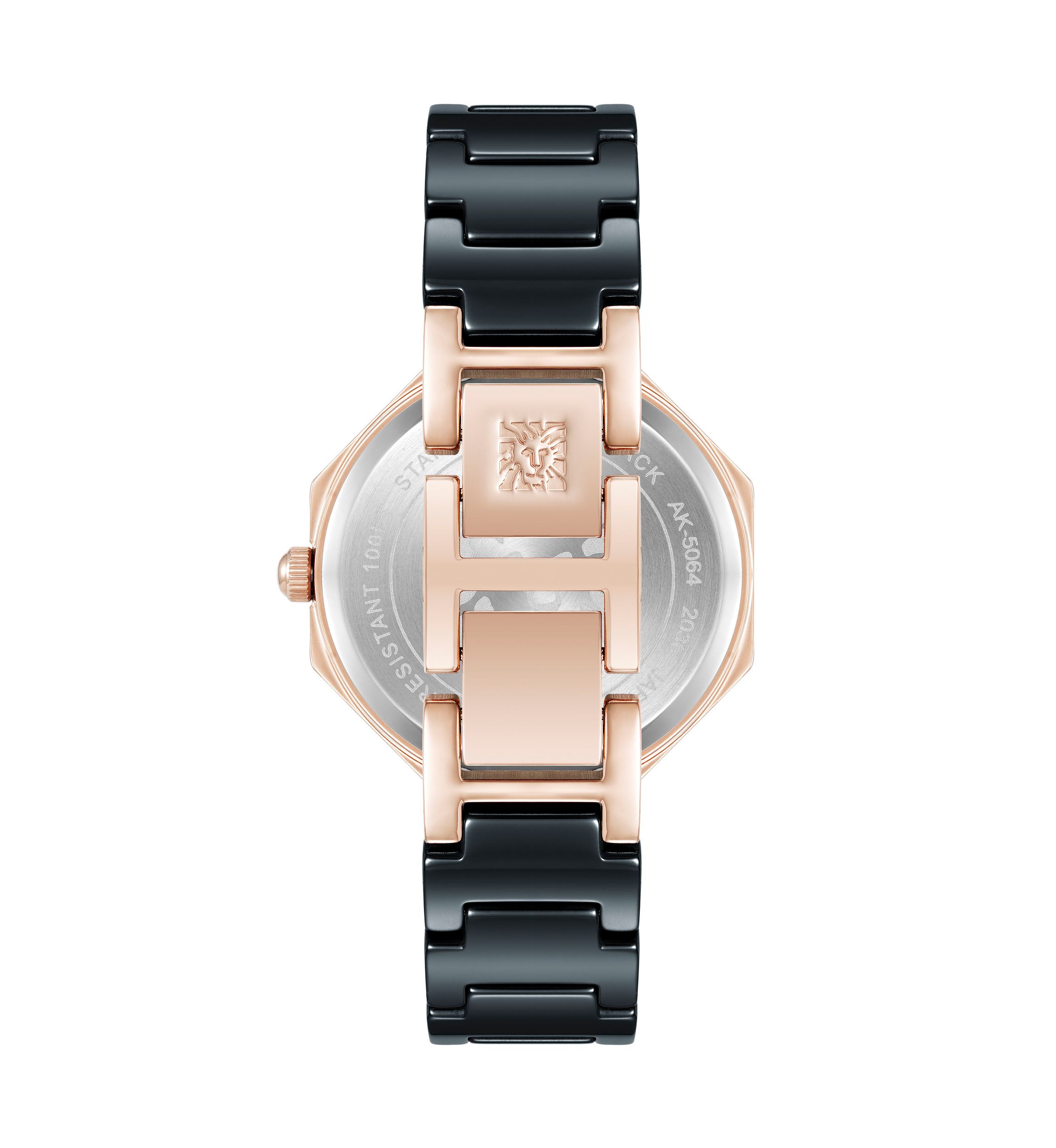 Quartz Burgundy and Black Octagonal Ceramic Watch