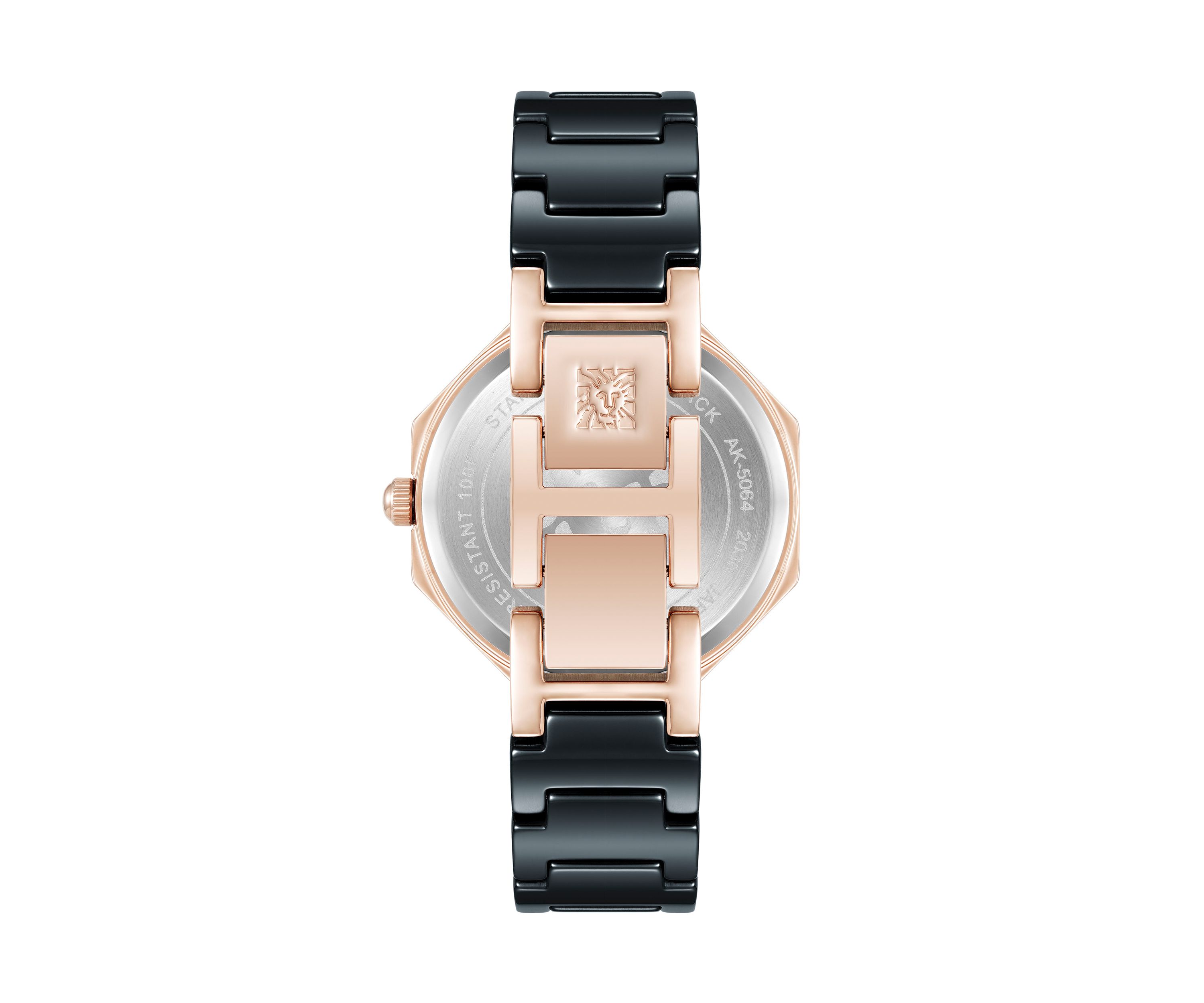 Quartz Burgundy and Black Octagonal Ceramic Watch