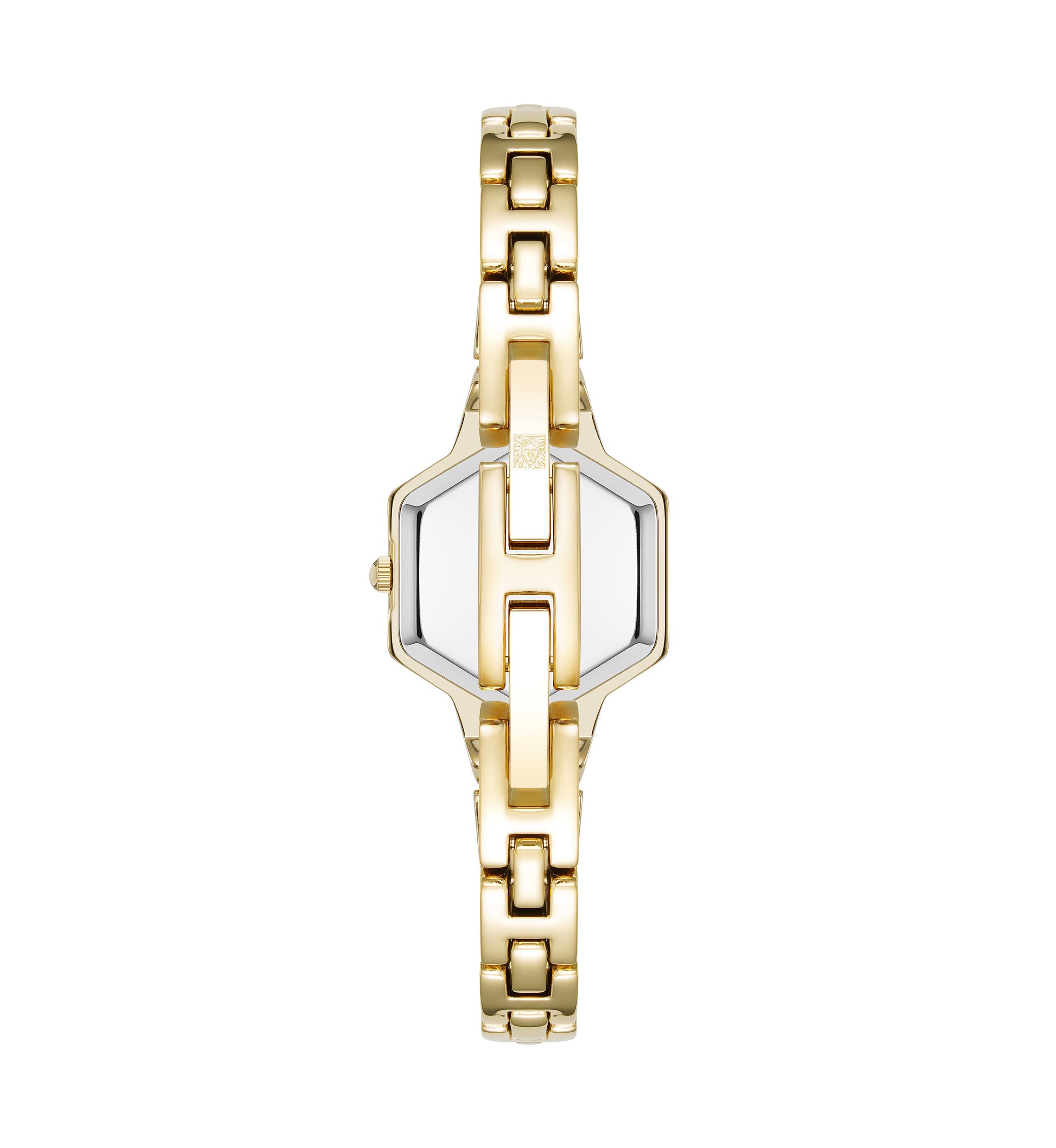 Quartz Petite Hexagonal Gold-Tone Alloy Metal Bracelet Watch