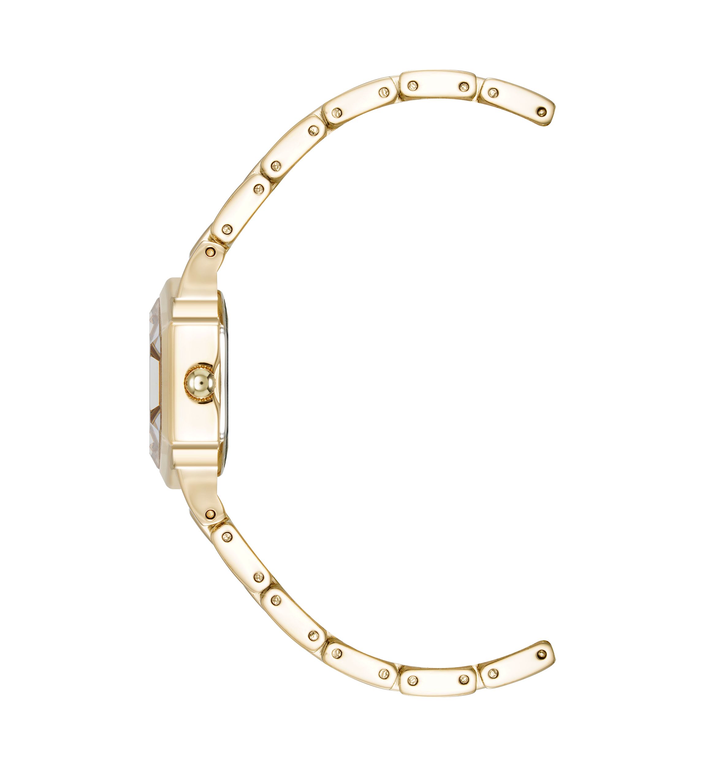 Quartz Petite Hexagonal Gold-Tone Alloy Metal Bracelet Watch
