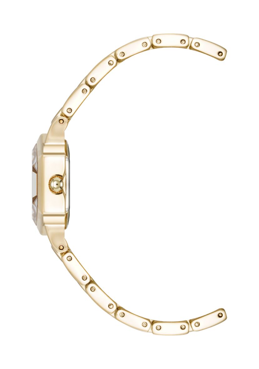 Quartz Petite Hexagonal Gold-Tone Alloy Metal Bracelet Watch