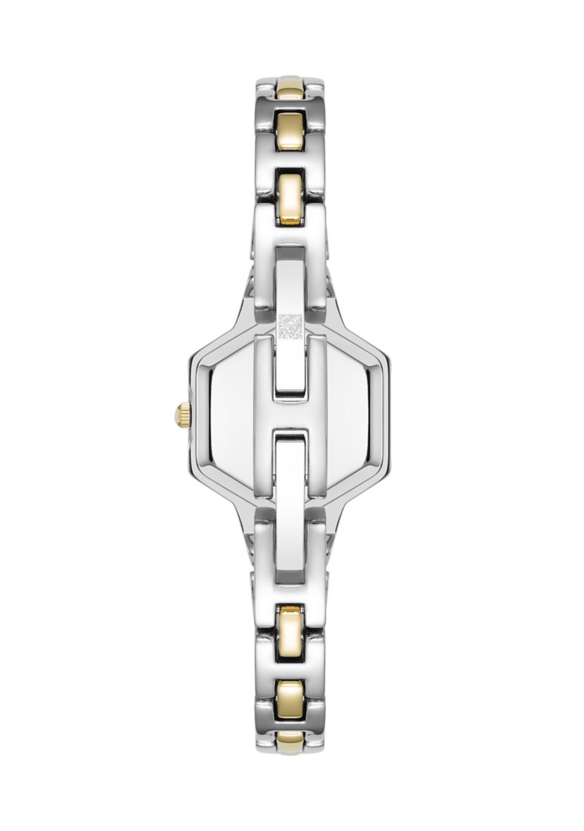 Quartz Petite Hexagonal Two-Tone Alloy Metal Bracelet Watch