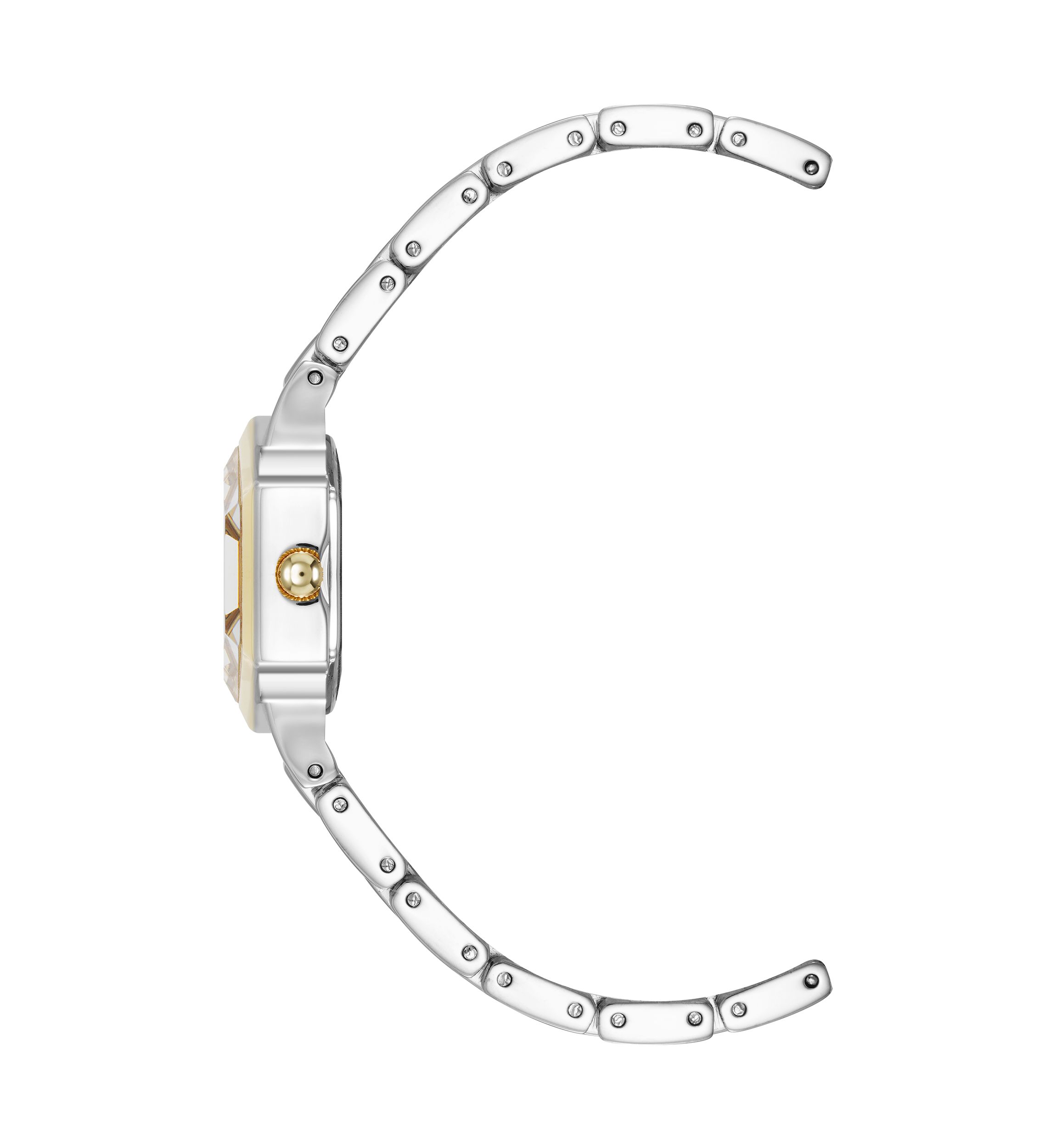 Quartz Petite Hexagonal Two-Tone Alloy Metal Bracelet Watch