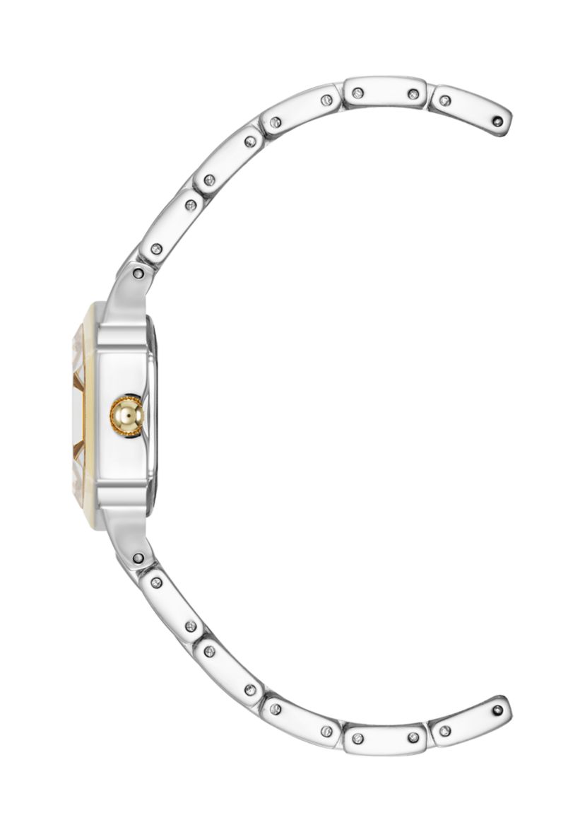 Quartz Petite Hexagonal Two-Tone Alloy Metal Bracelet Watch