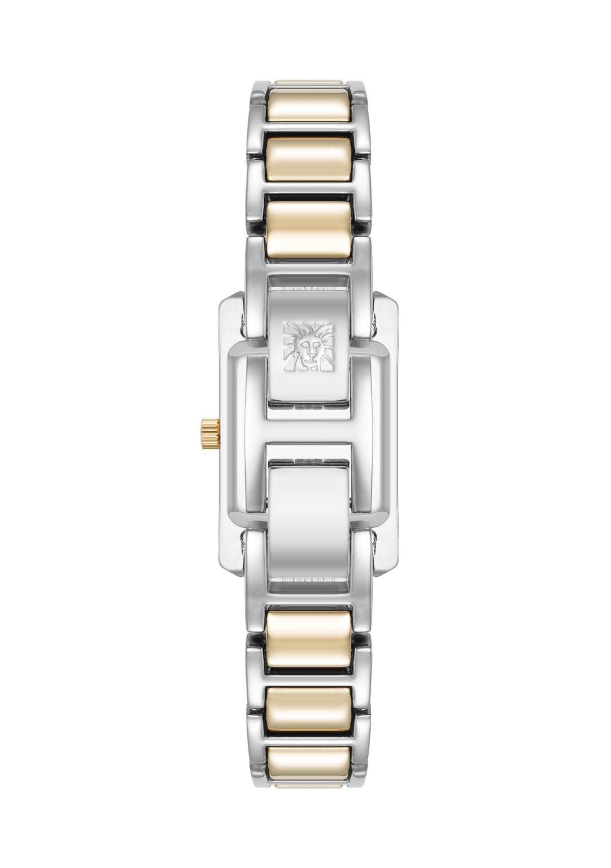 Quartz Classic Rectangular Roman Numeral Two-Tone Alloy Metal Watch