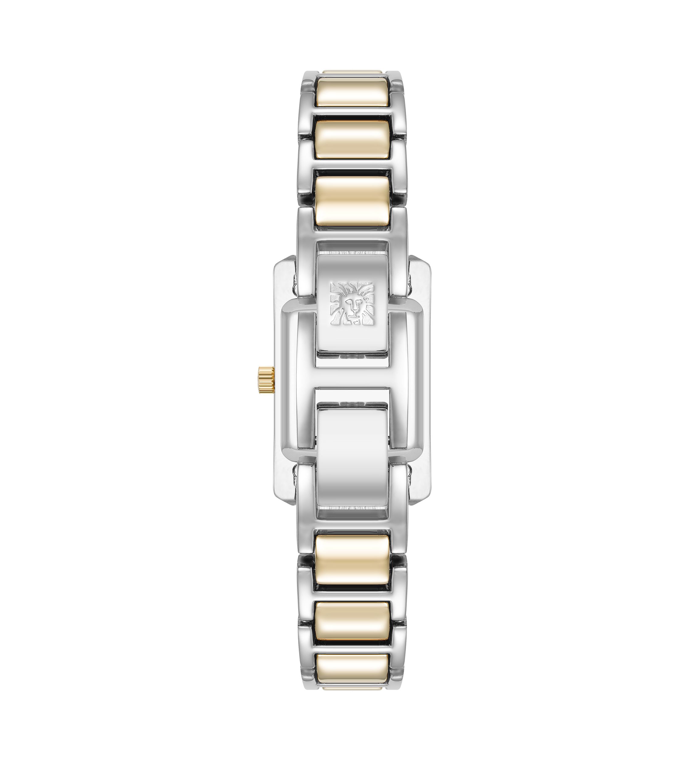 Quartz Classic Rectangular Roman Numeral Two-Tone Alloy Metal Watch