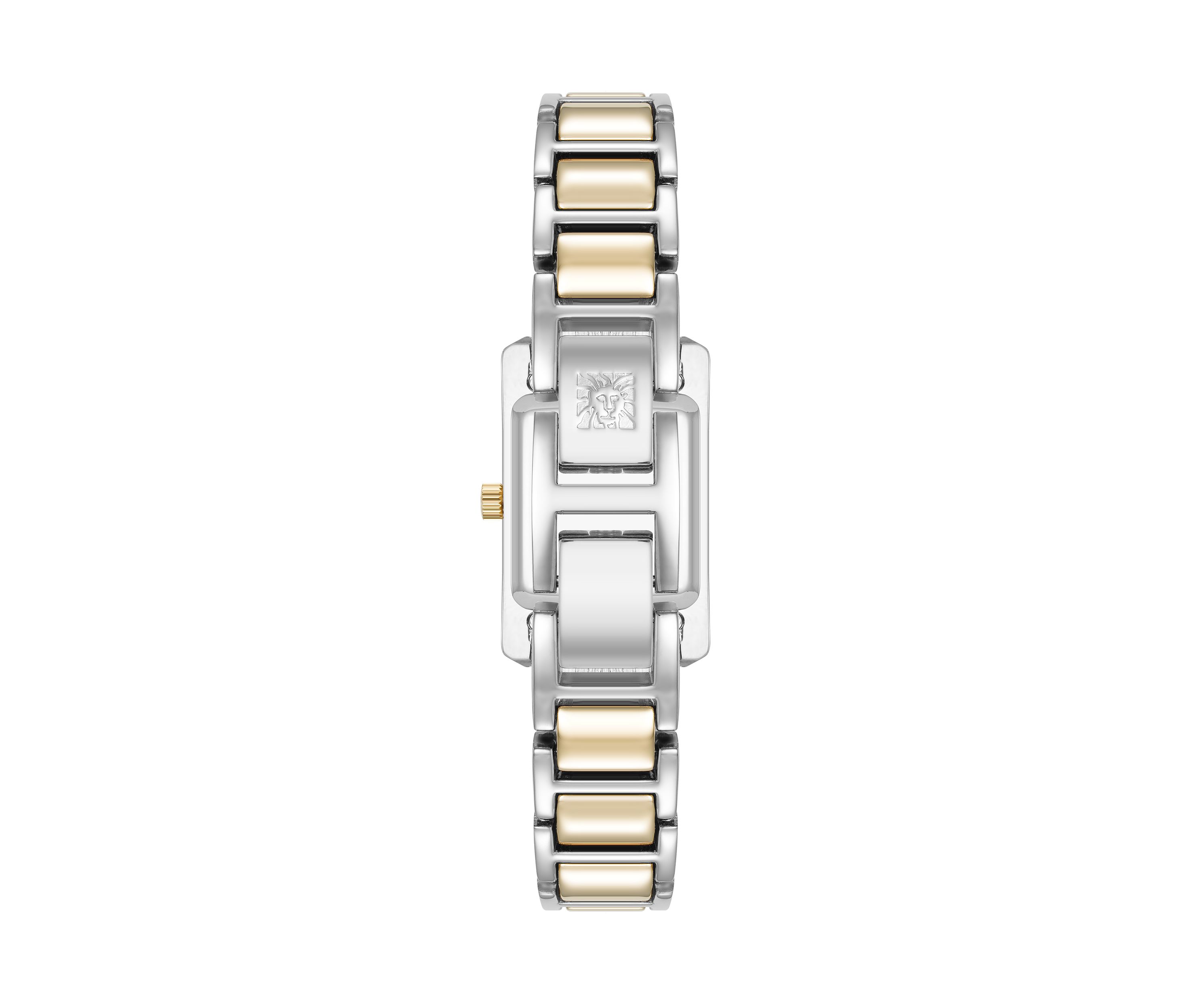 Quartz Classic Rectangular Roman Numeral Two-Tone Alloy Metal Watch