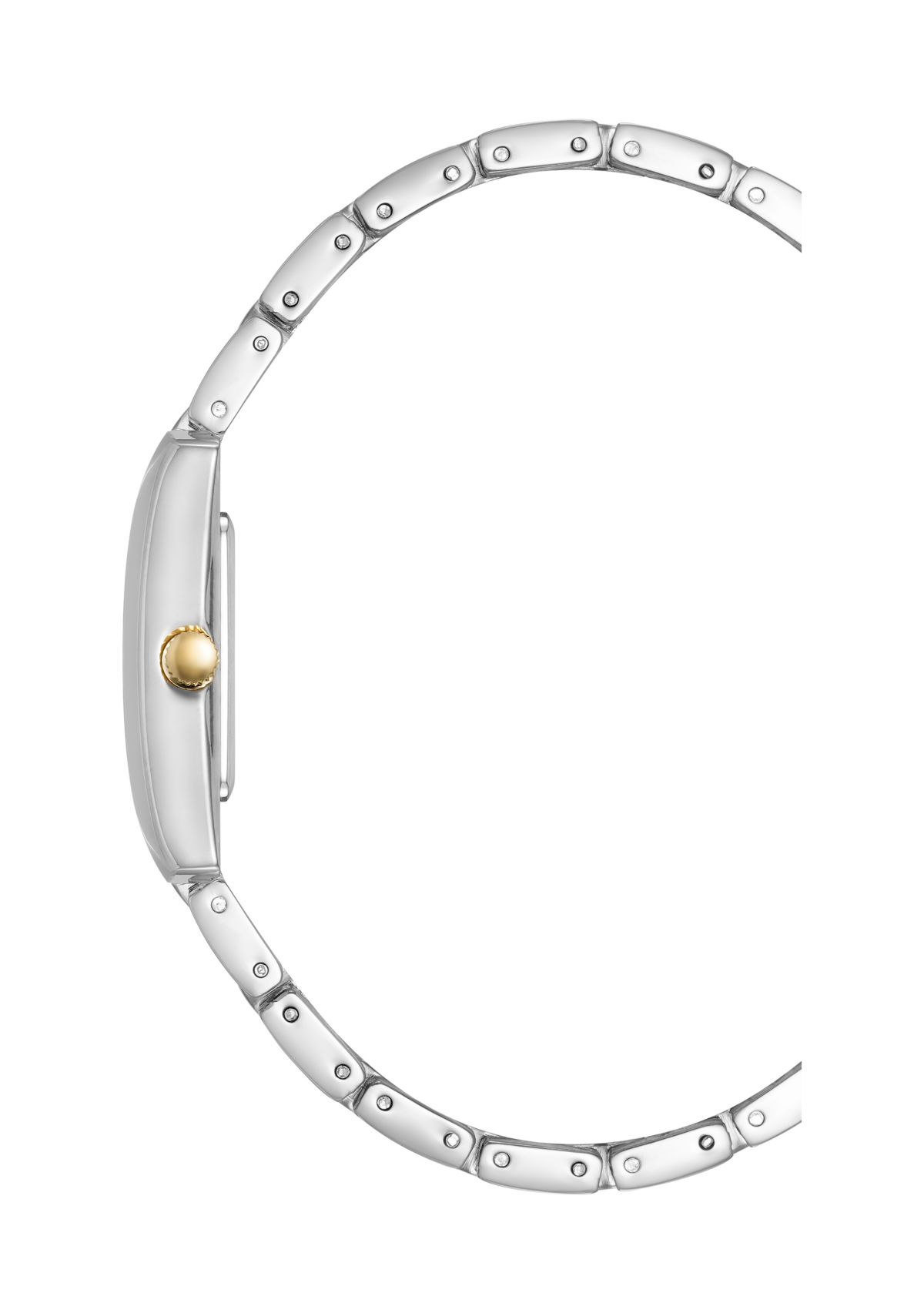 Quartz Classic Rectangular Roman Numeral Two-Tone Alloy Metal Watch