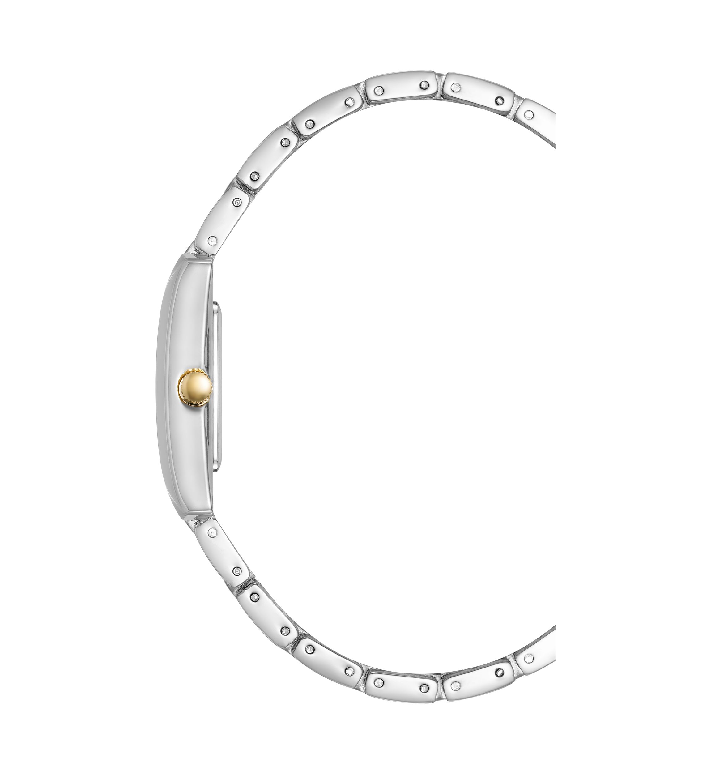 Quartz Classic Rectangular Roman Numeral Two-Tone Alloy Metal Watch