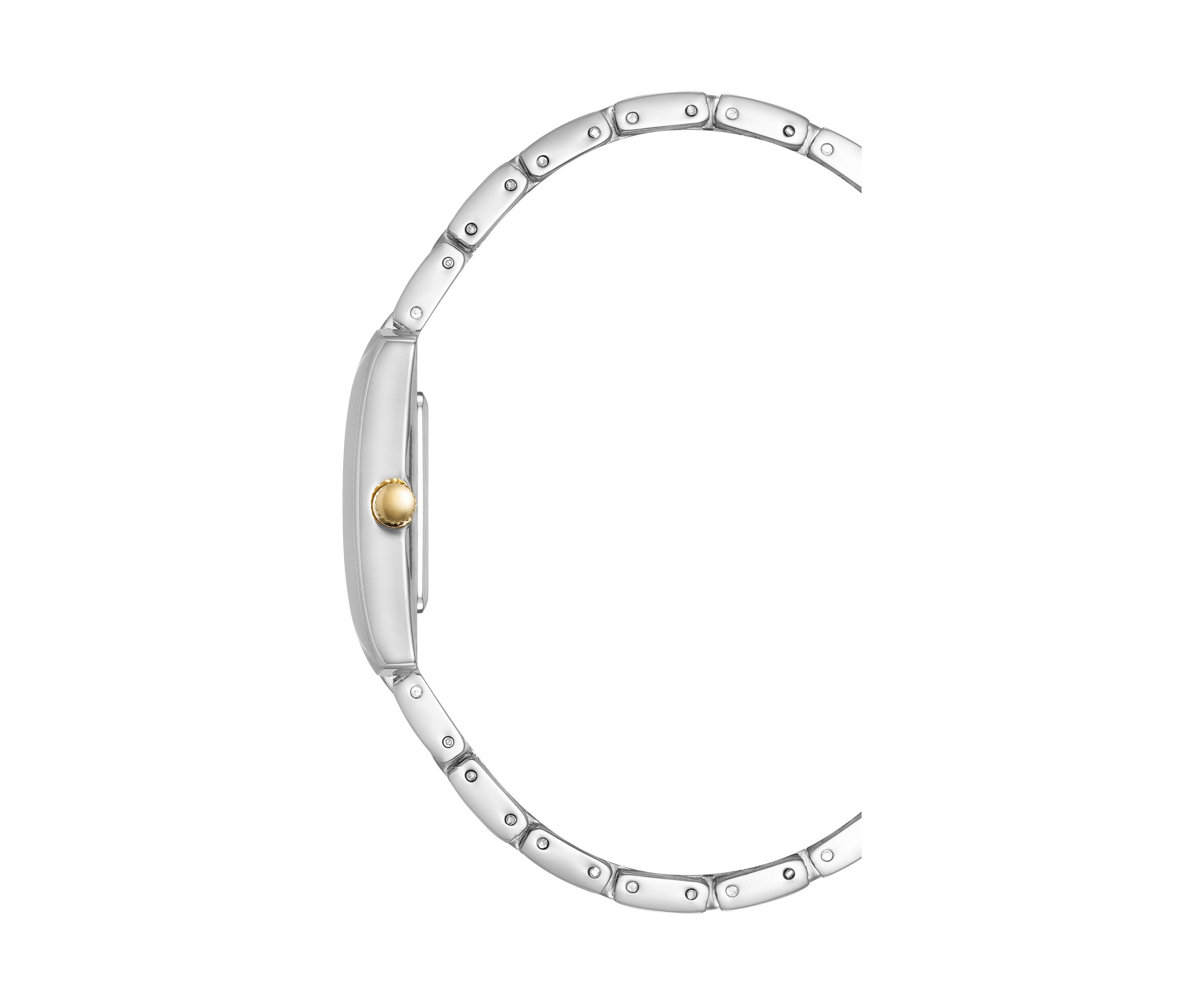 Quartz Classic Rectangular Roman Numeral Two-Tone Alloy Metal Watch