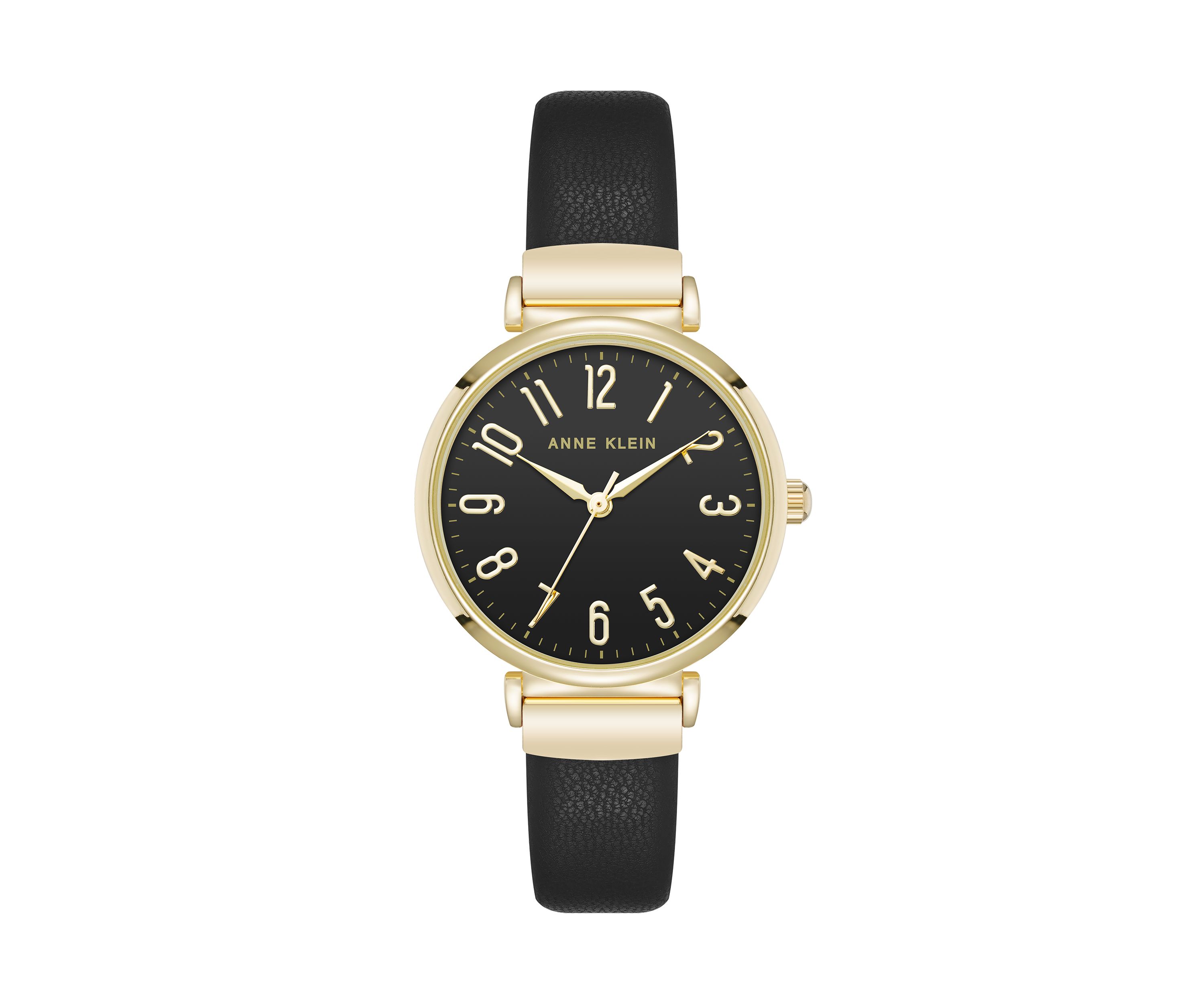 Quartz Round Easy To Read Faux Leather and Gold Tone Alloy Metal Watch